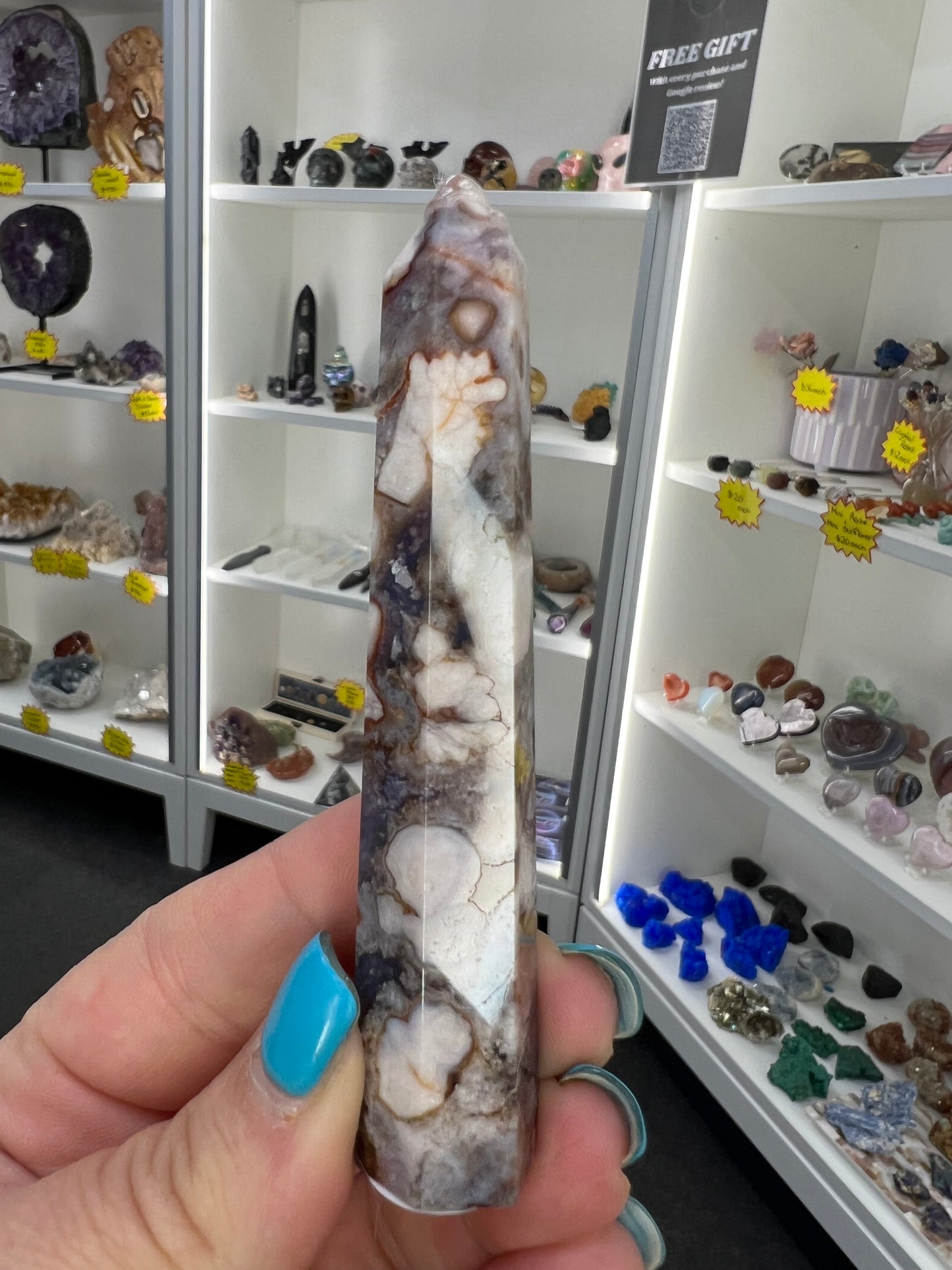 Blue Flower Agate Tower