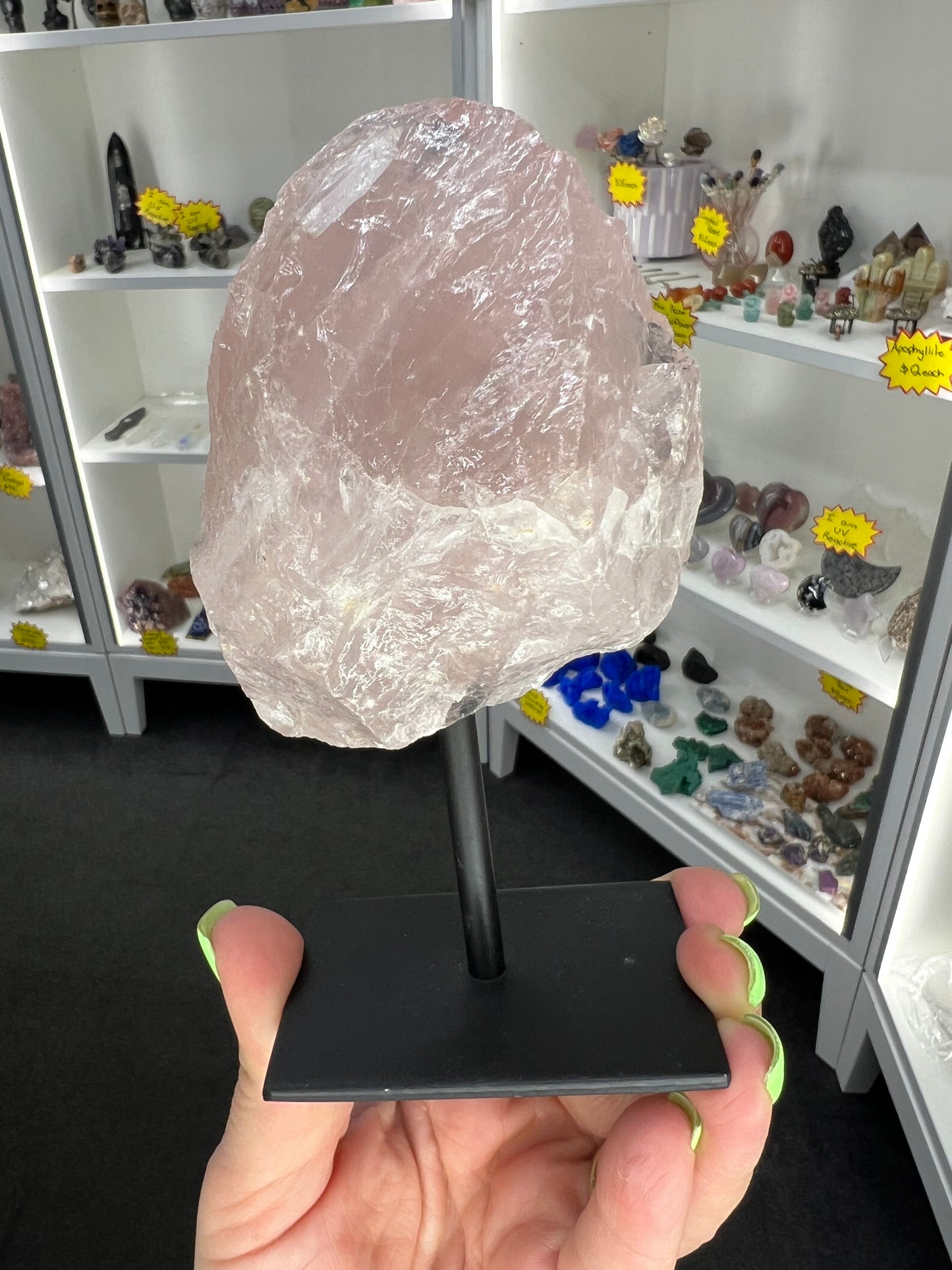 Rose Quartz Raw on Stand