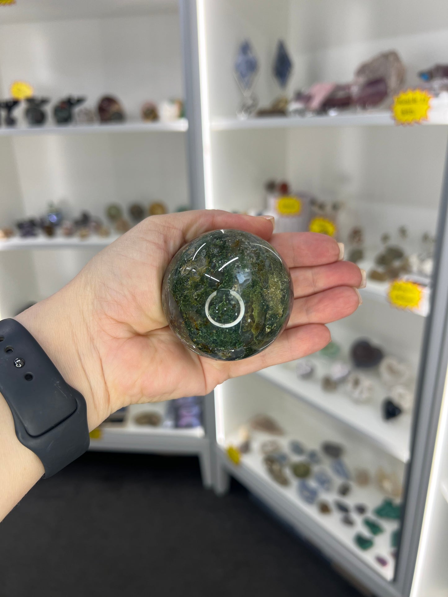 Moss Agate Sphere with Stand