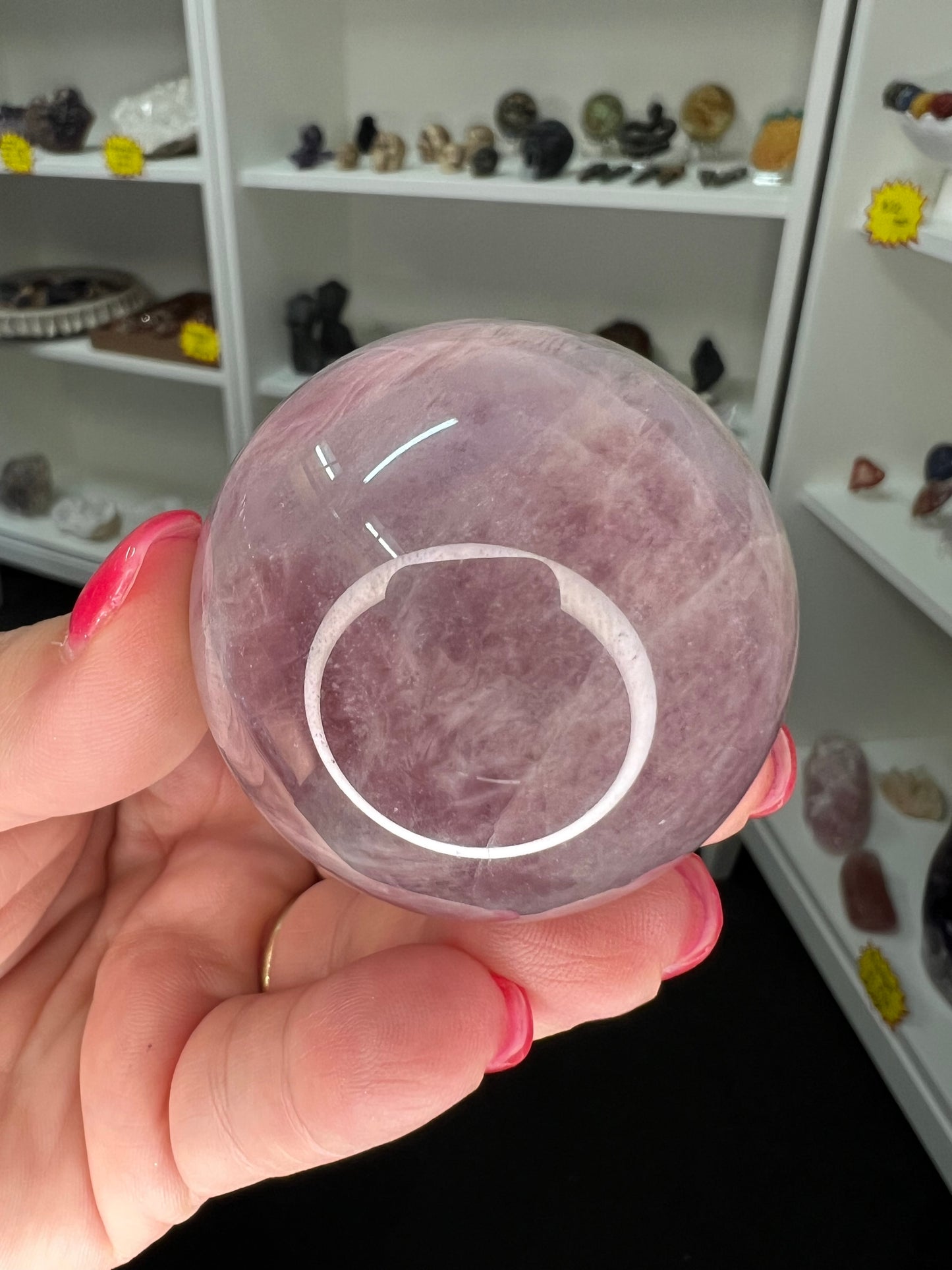 Lavender Rose Quartz Sphere on Stand
