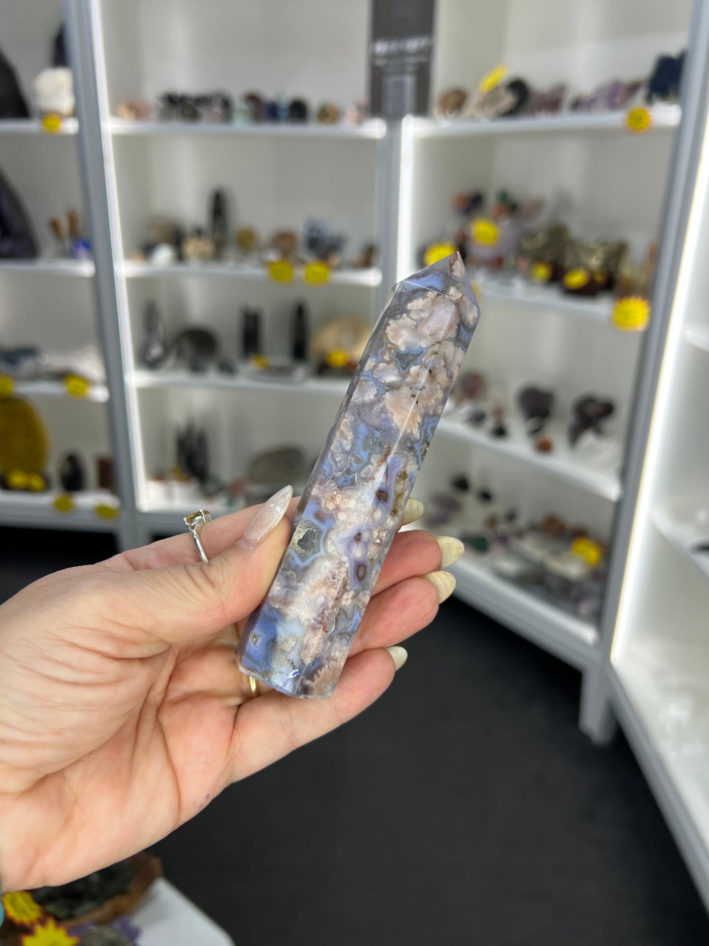 Blue Flower Agate Tower