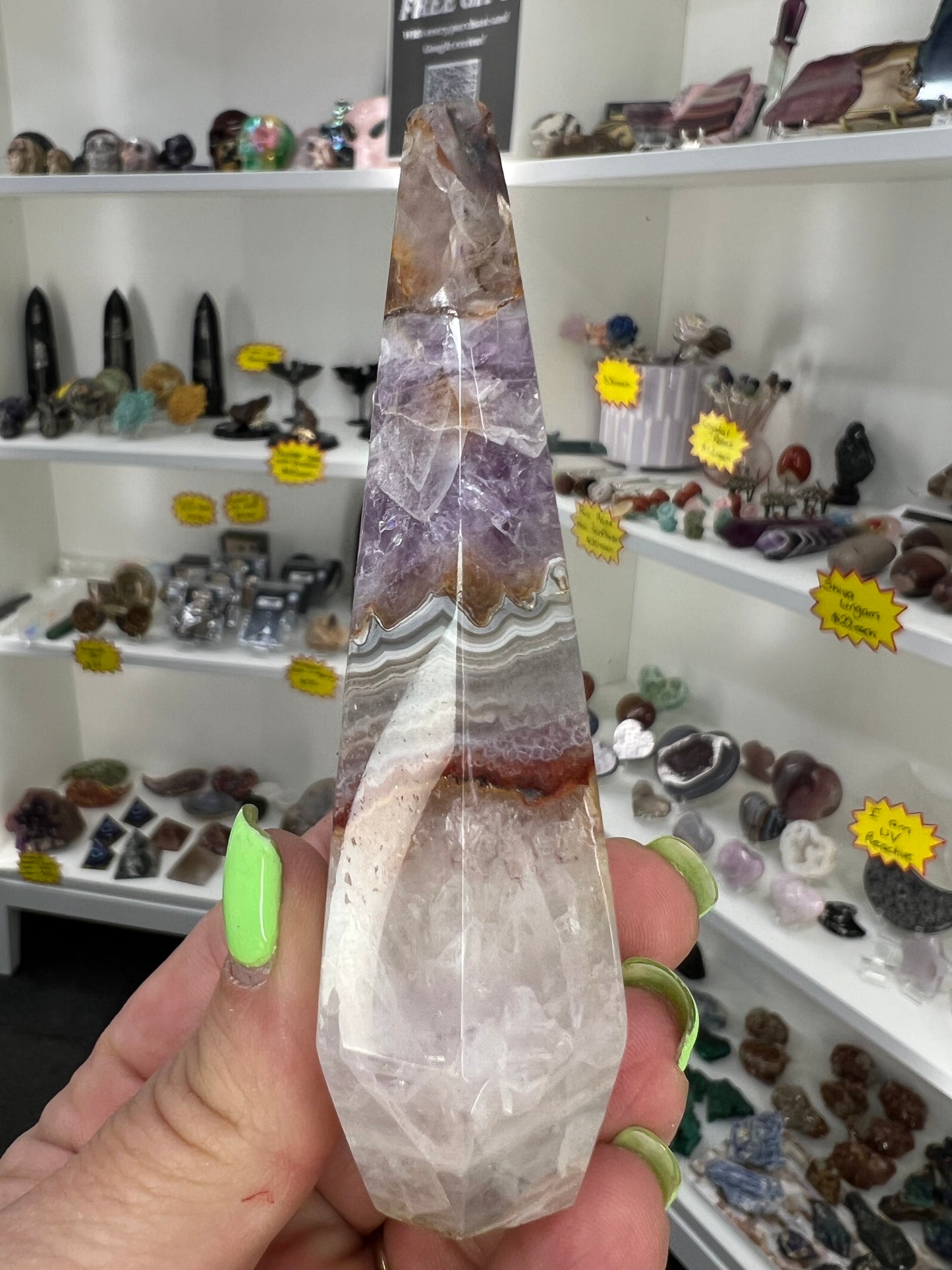Amethyst x Banded Agate Faceted Freeform