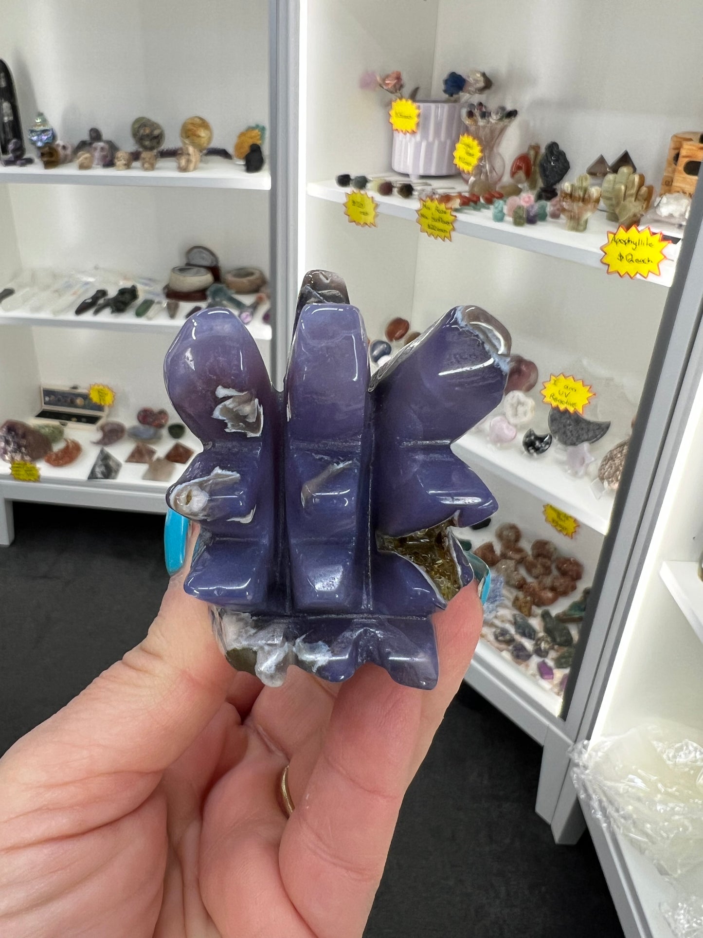 Blue Flower Agate Dragon Head