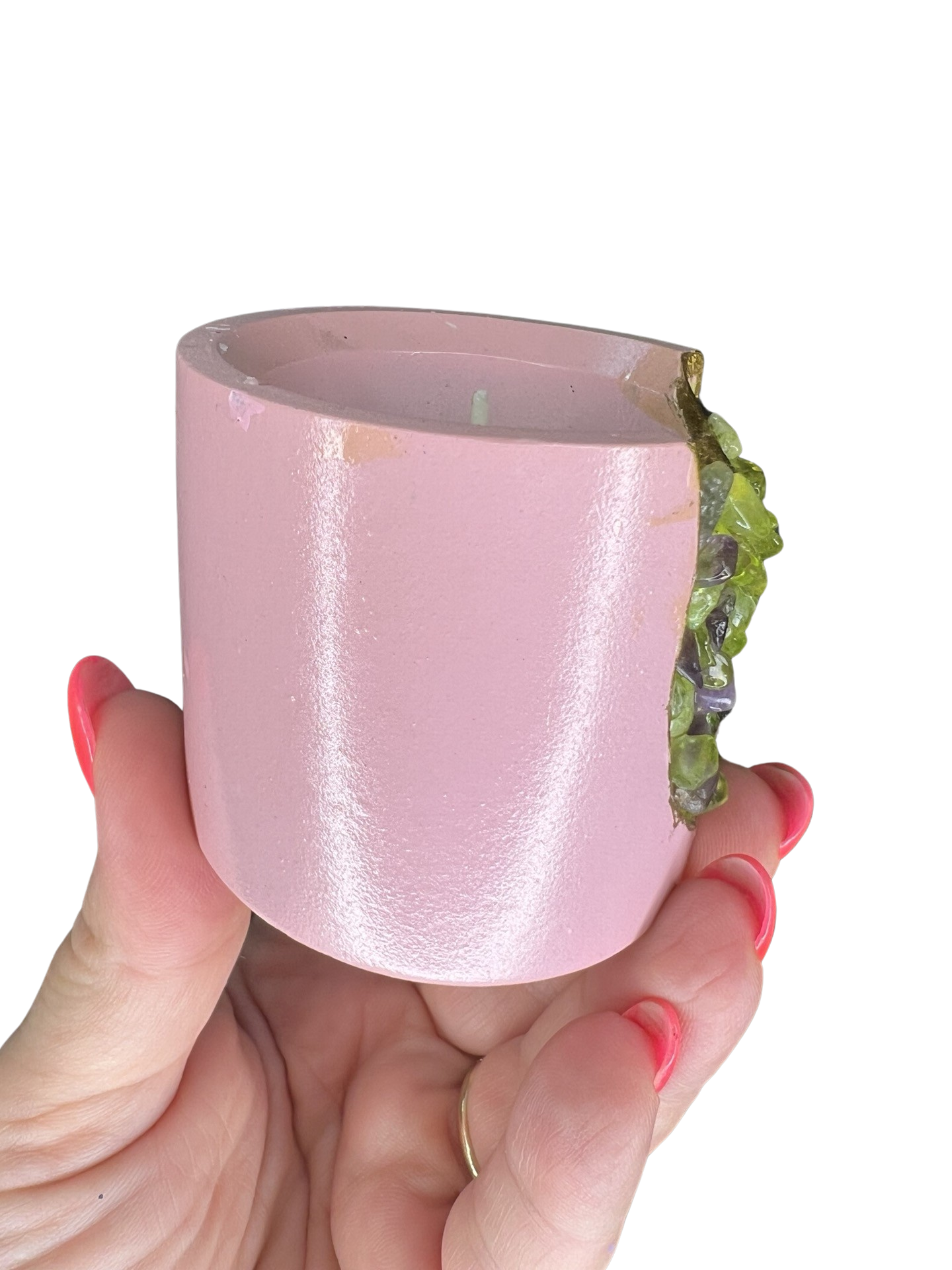 Peridot Crystal Candle