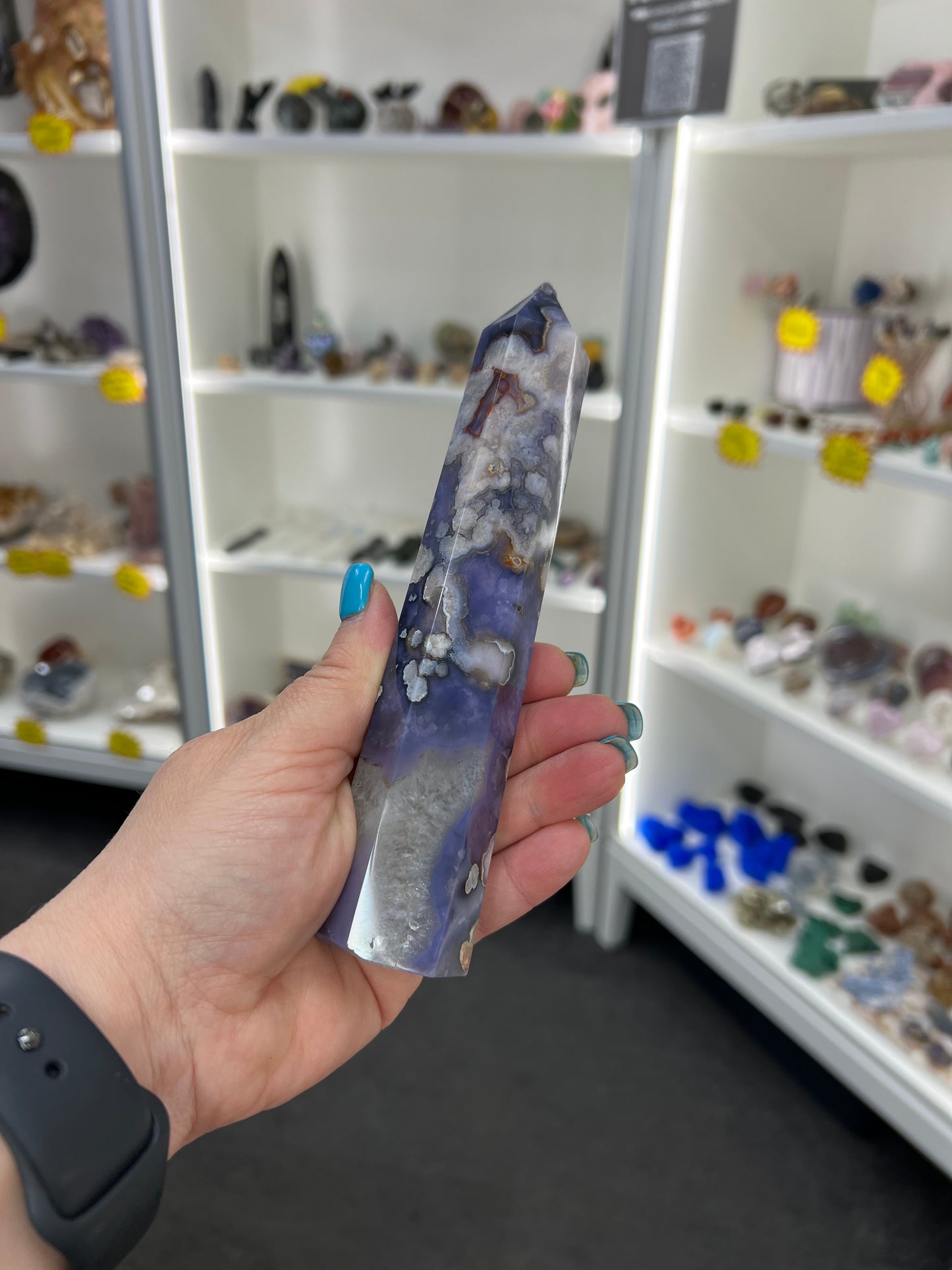 Blue Flower Agate Tower