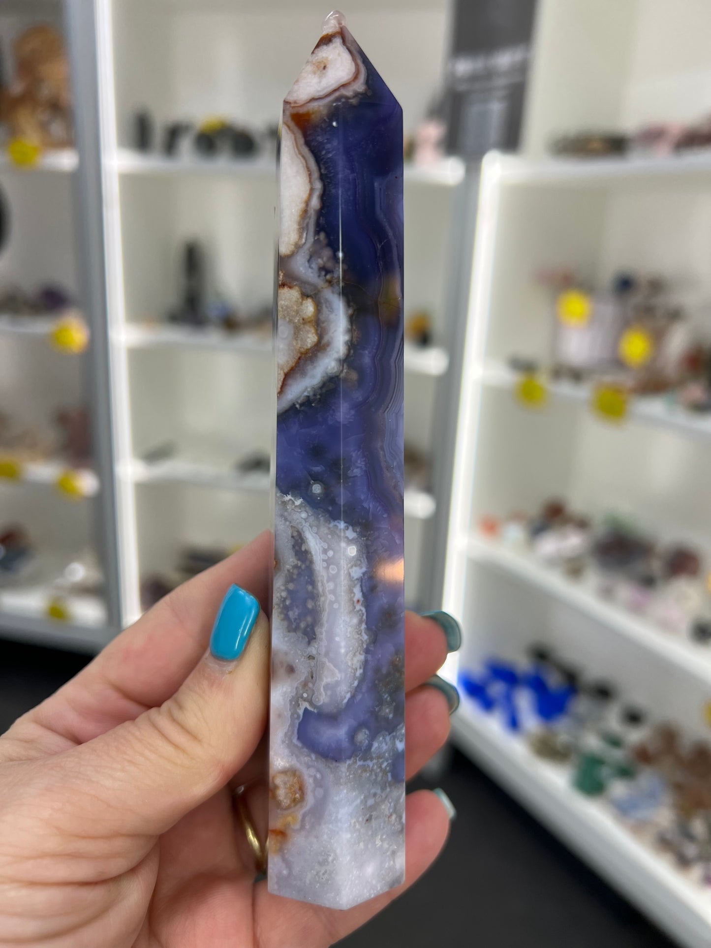 Blue Flower Agate Tower