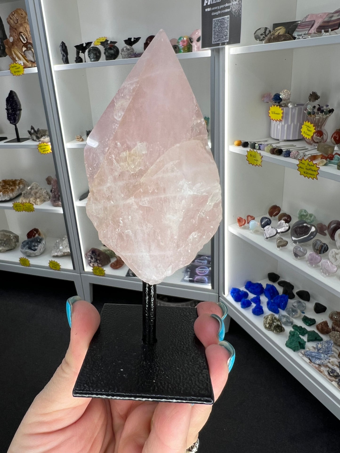 Rose Quartz Point on Stand