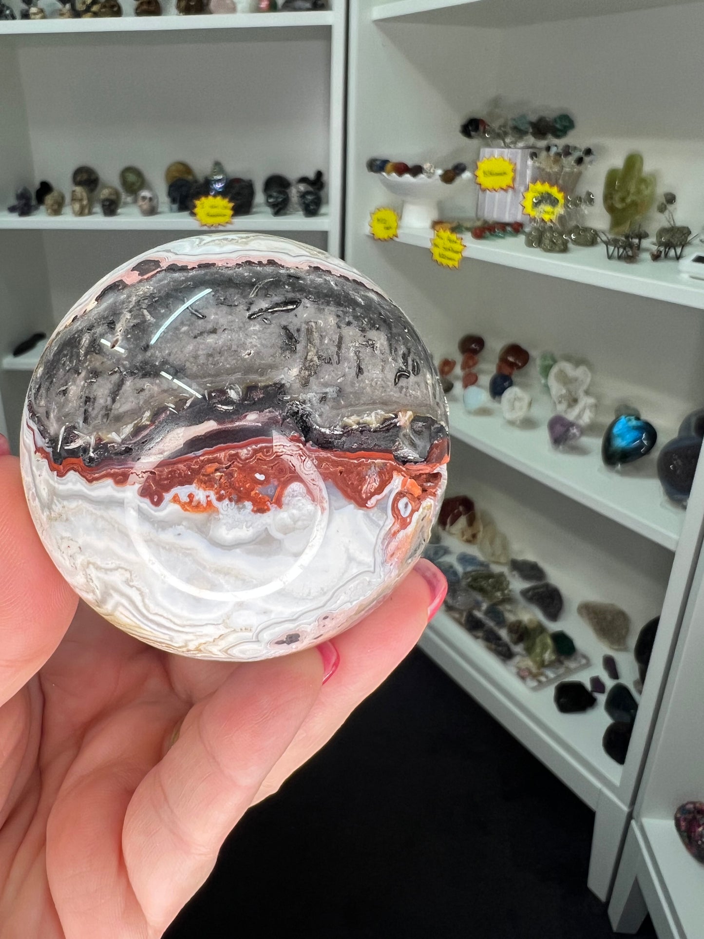 Mexican Lace Agate Sphere on Stand