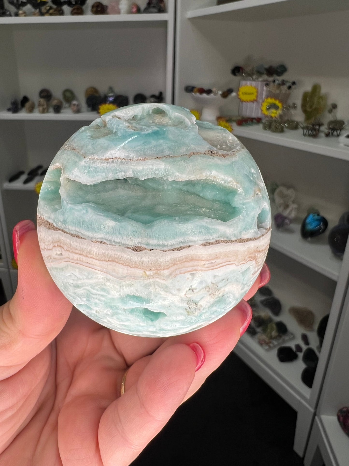 Hemimorphite Sphere on Stand