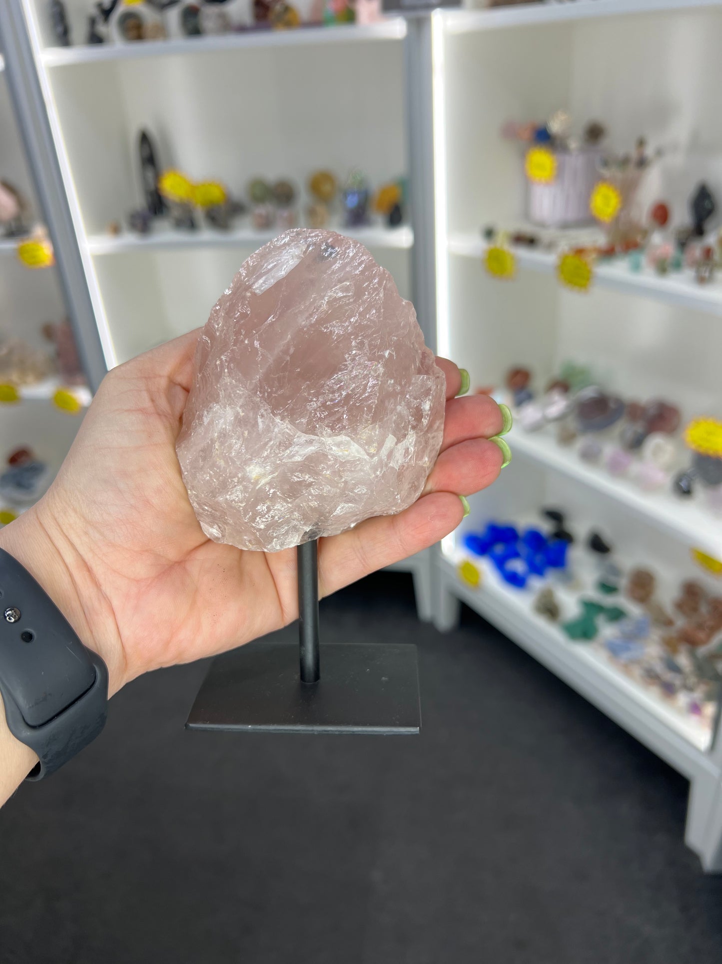 Rose Quartz Raw on Stand
