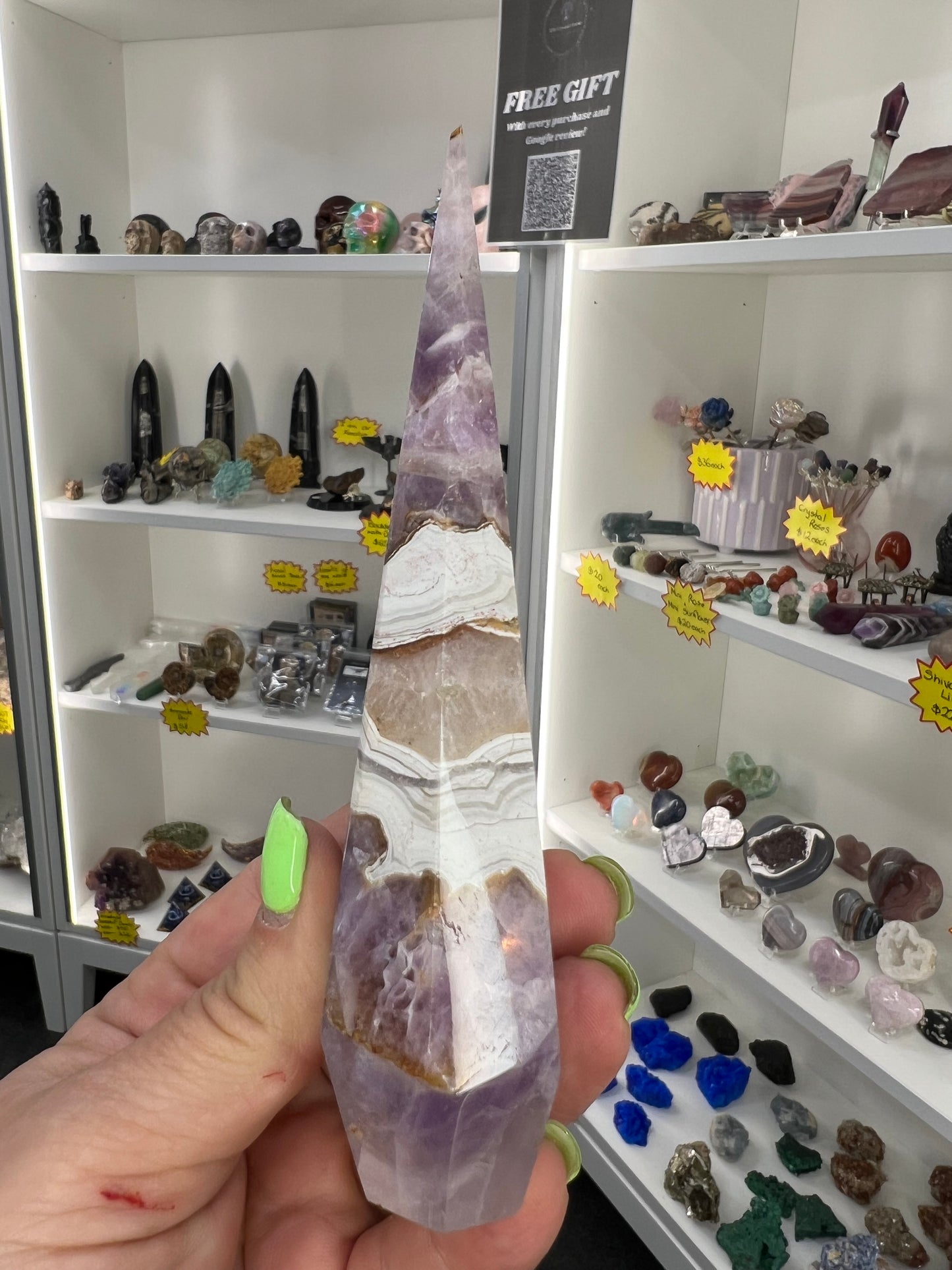 Amethyst x Banded Agate Faceted Freeform