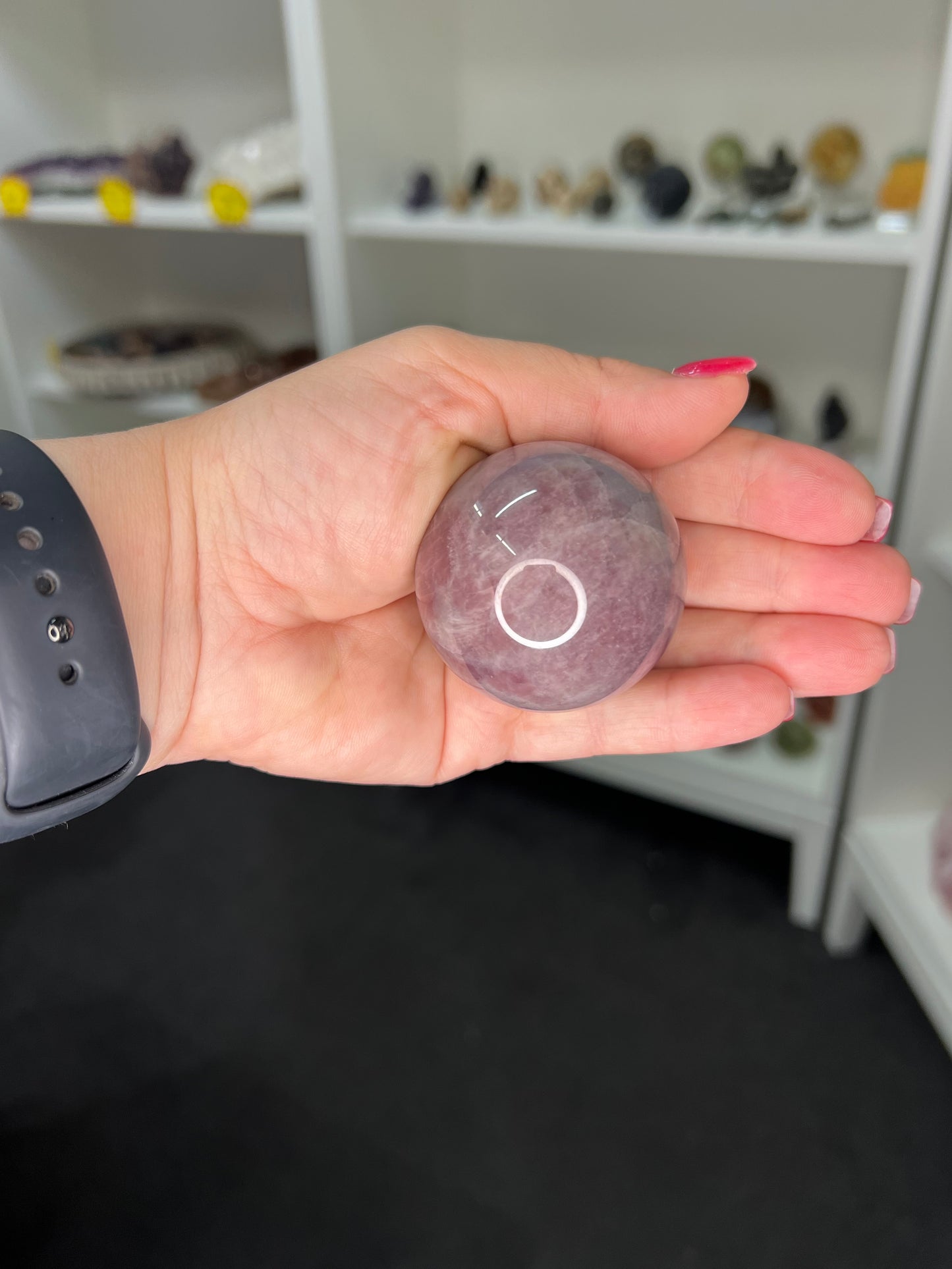 Lavender Rose Quartz Sphere on Stand