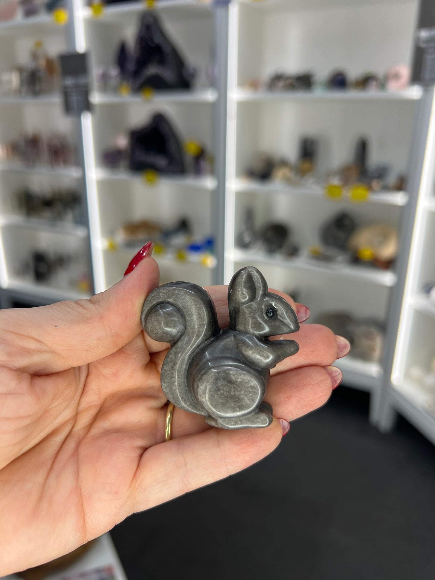 Silver Sheen Obsidian Squirrel