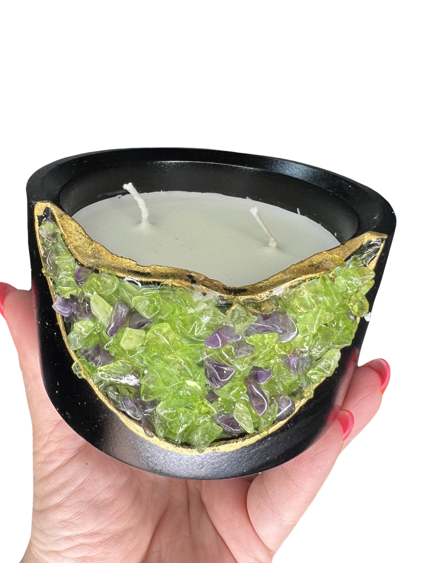 Peridot Crystal Candle