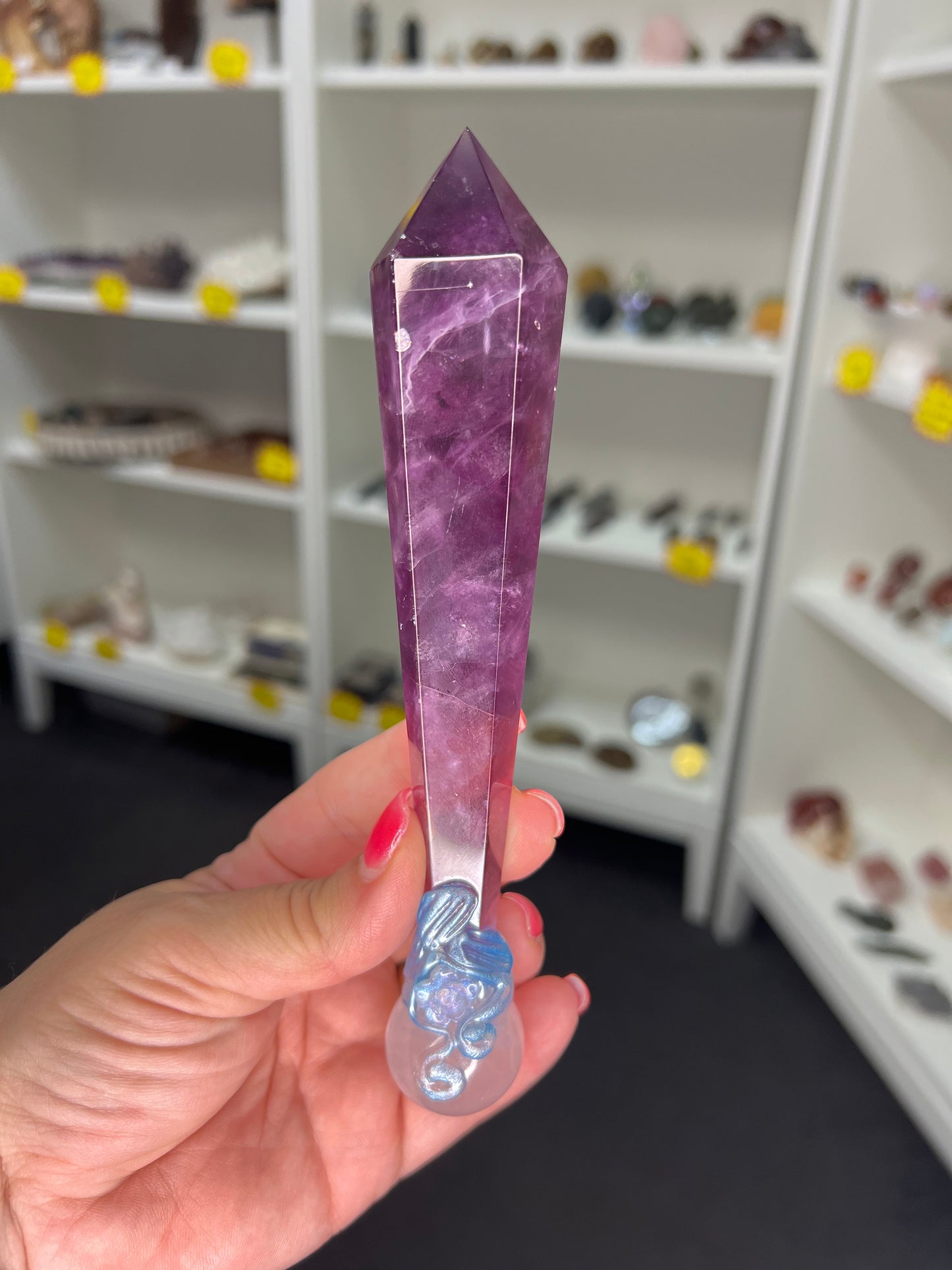 Fluorite and Rose Quartz Wand
