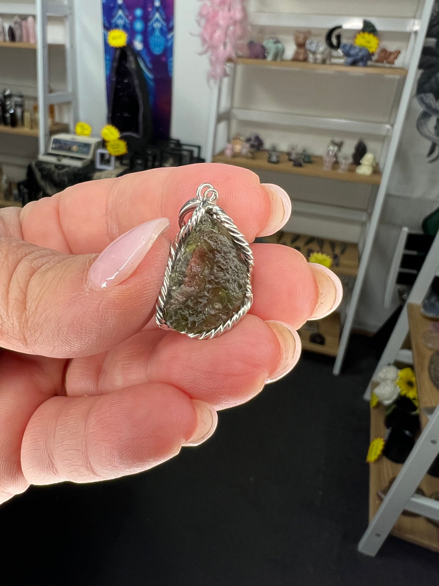 Moldivite Pendant Sterling Silver