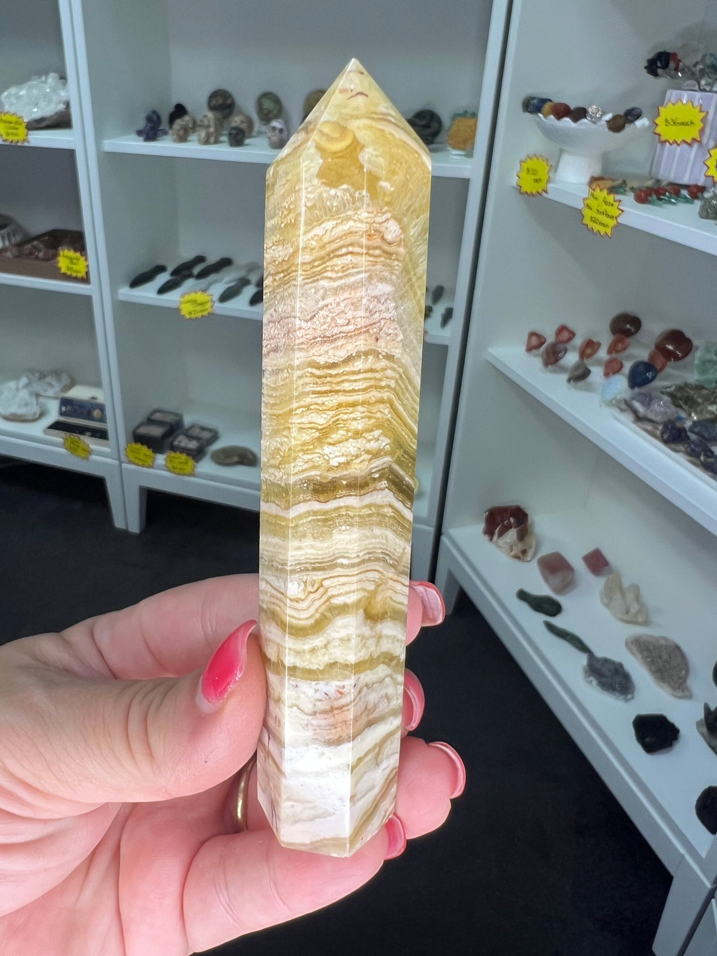 Yellow Banded Fluorite Tower