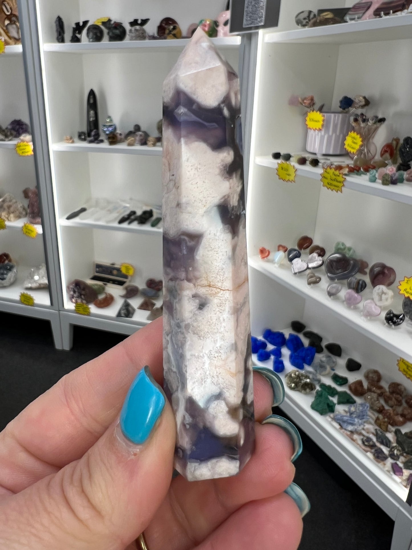 Blue Flower Agate Tower