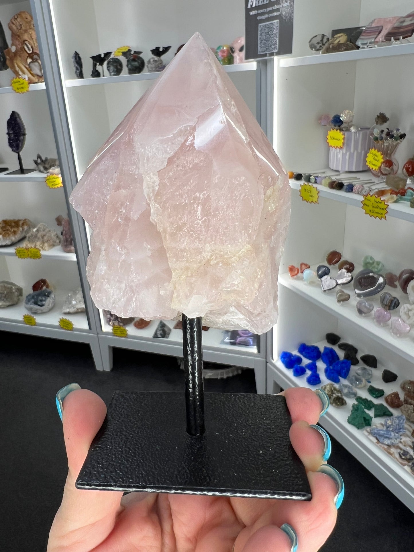 Rose Quartz Point on Stand