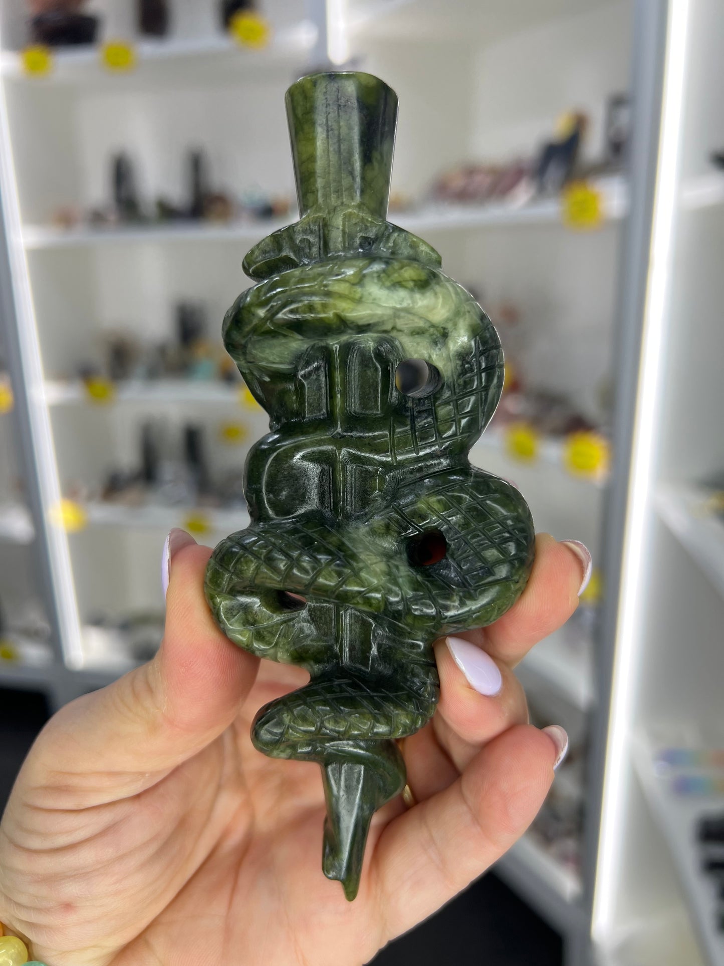 Green Jade Snake on Sword