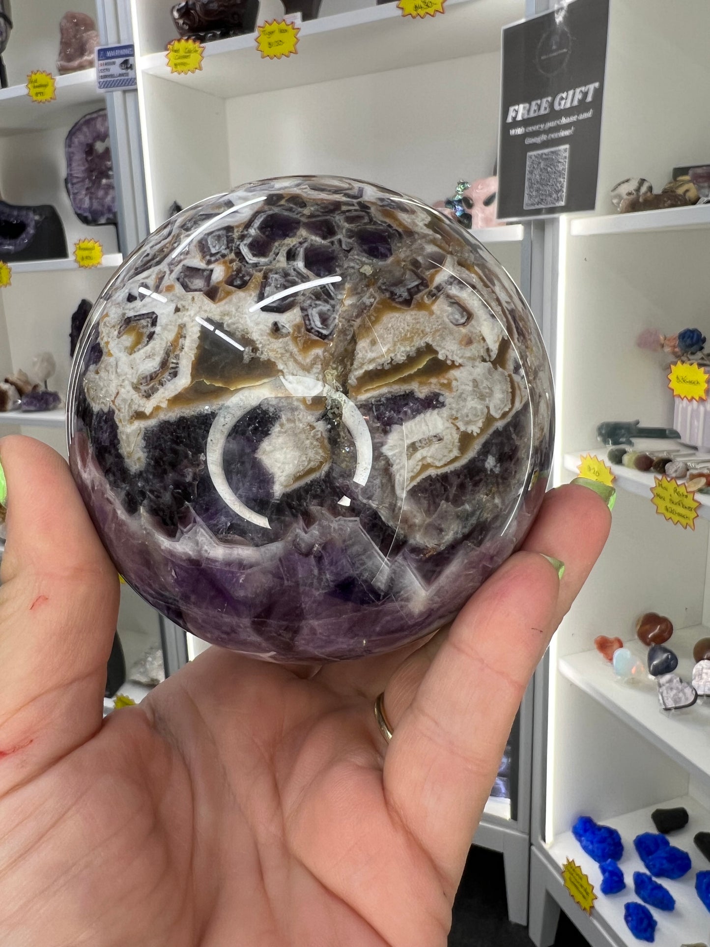 Chevron / Dream Amethyst Sphere with Stand