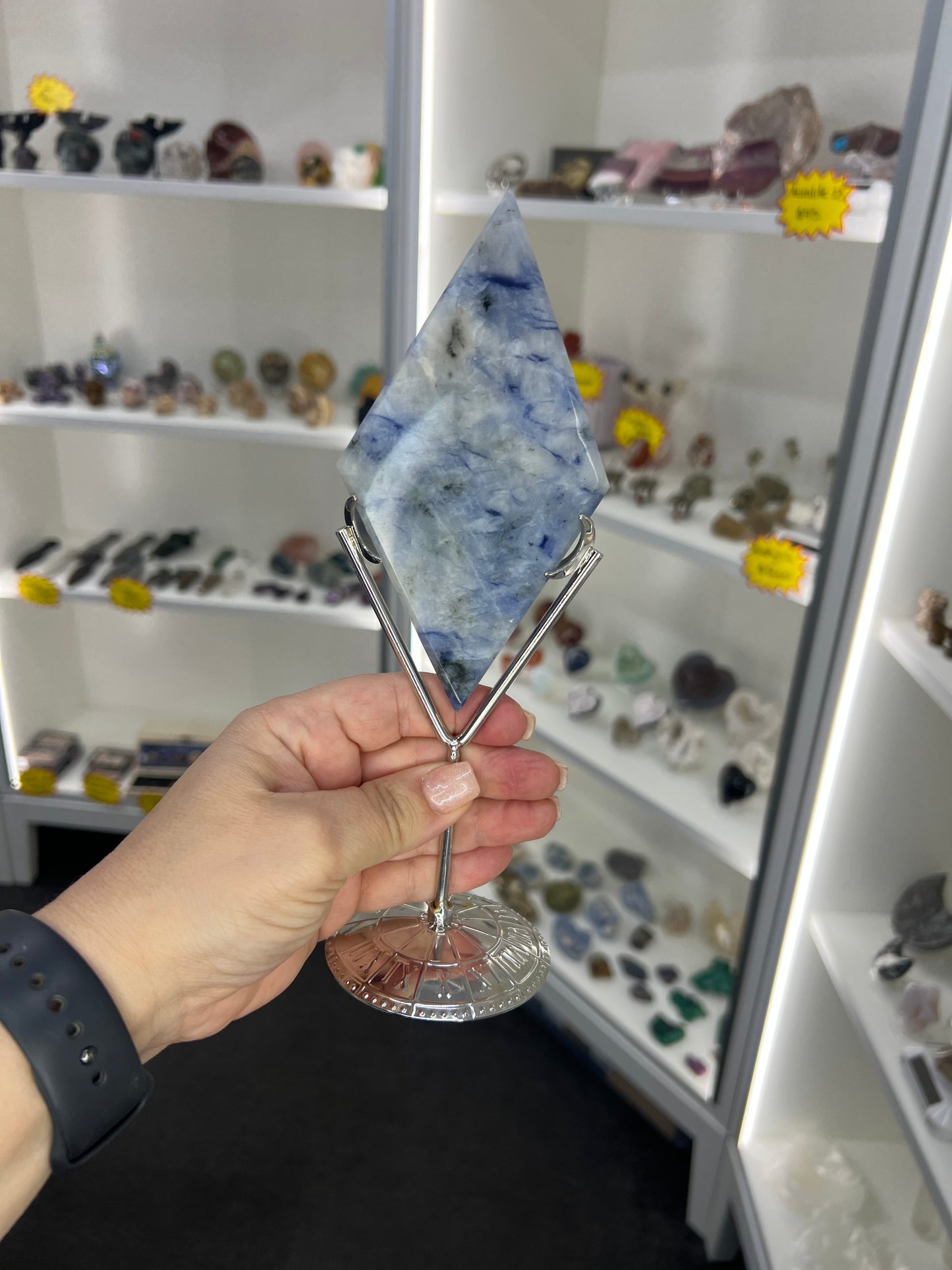 Dumortierite Rhombus on Stand (UV Reactive)