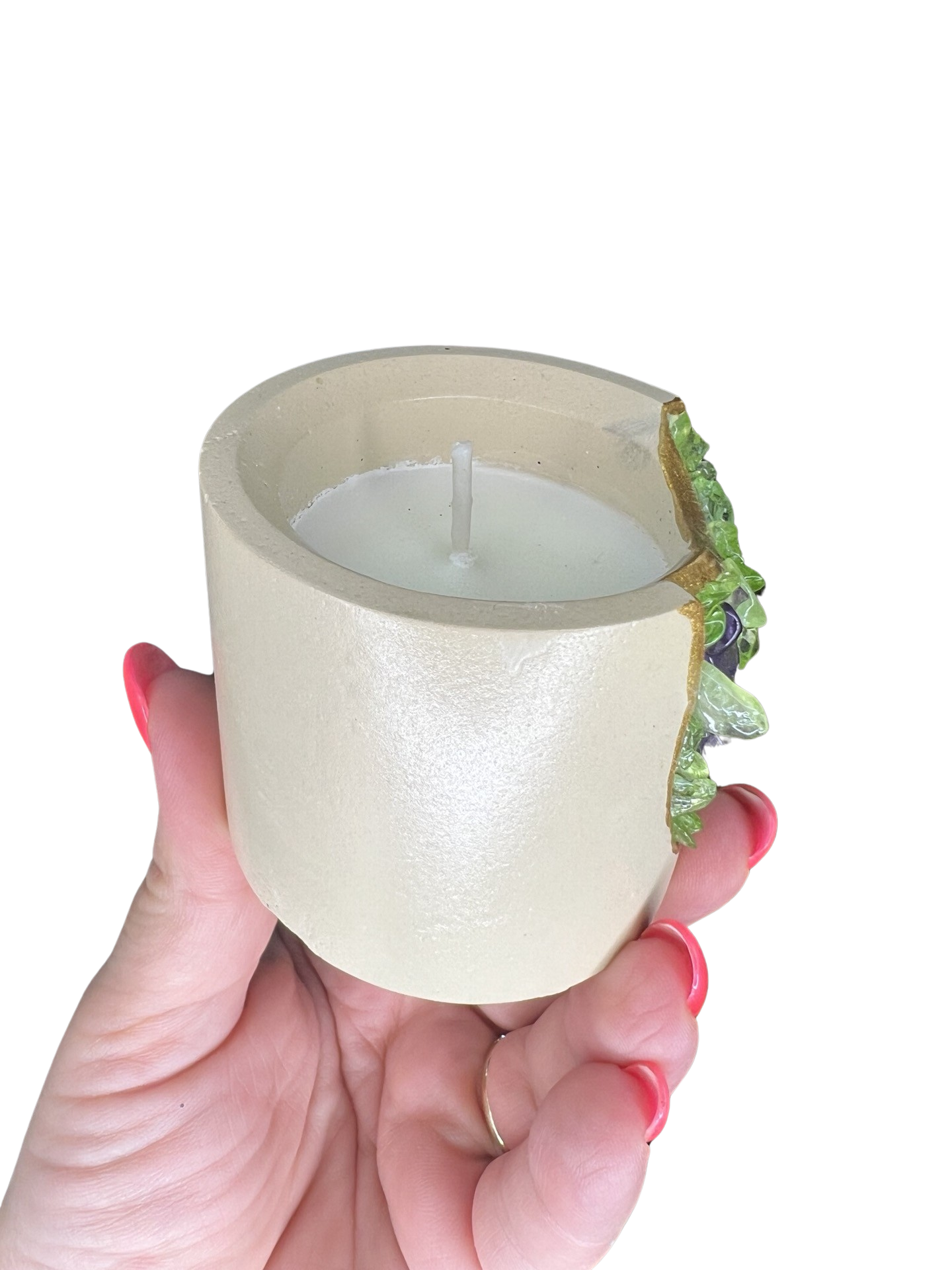 Peridot Crystal Candle