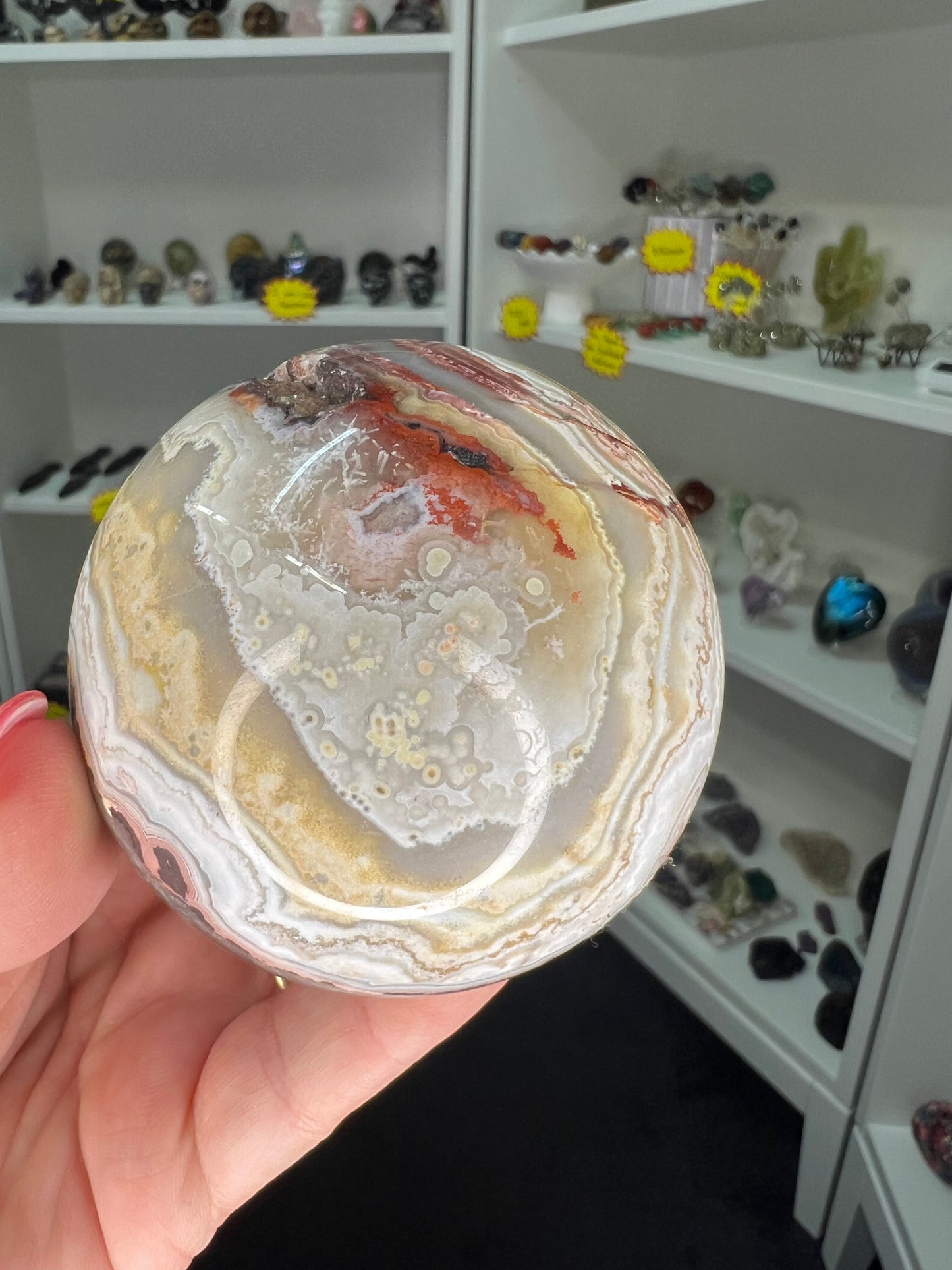 Mexican Lace Agate Sphere on Stand