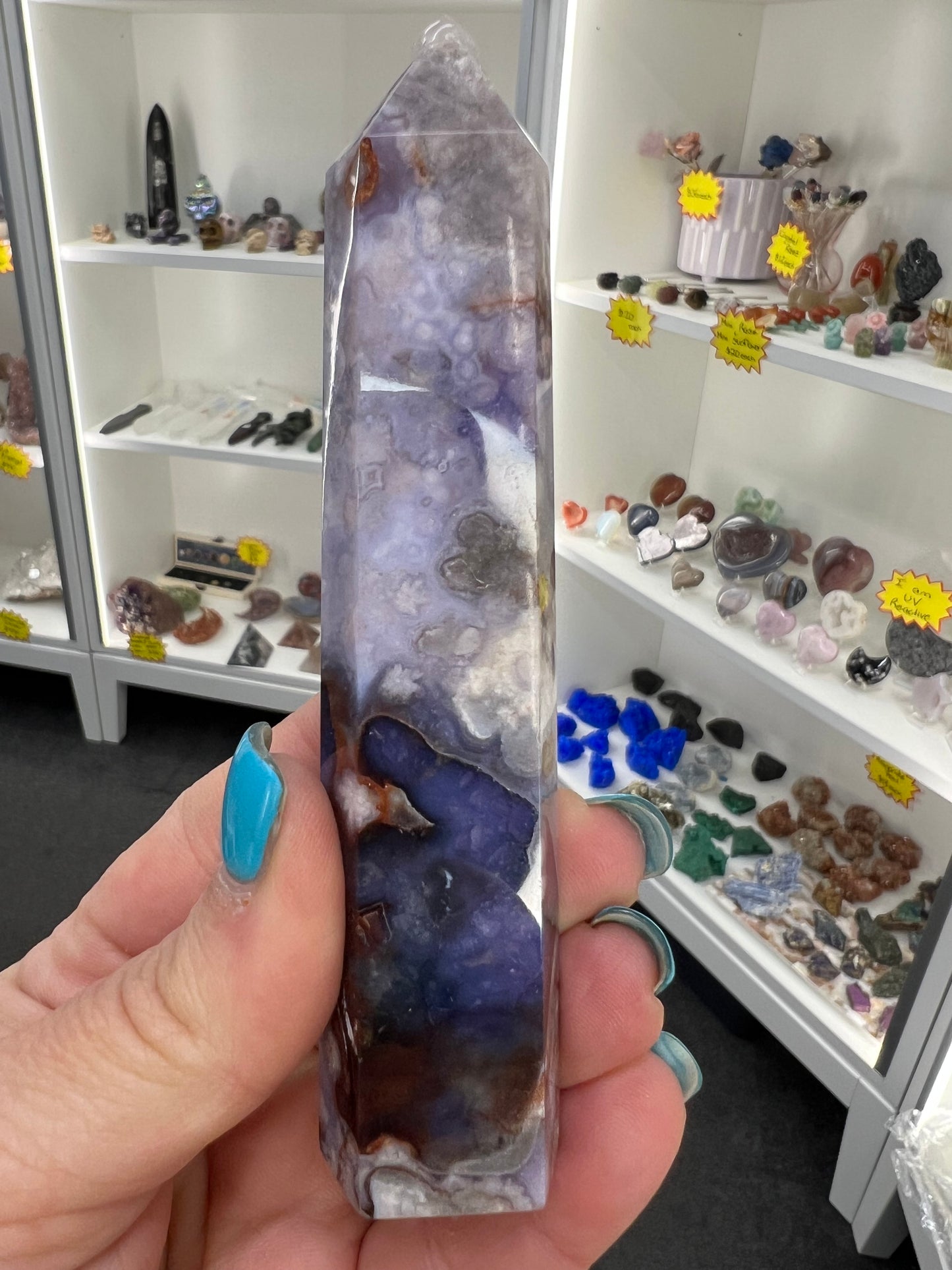 Blue Flower Agate Tower