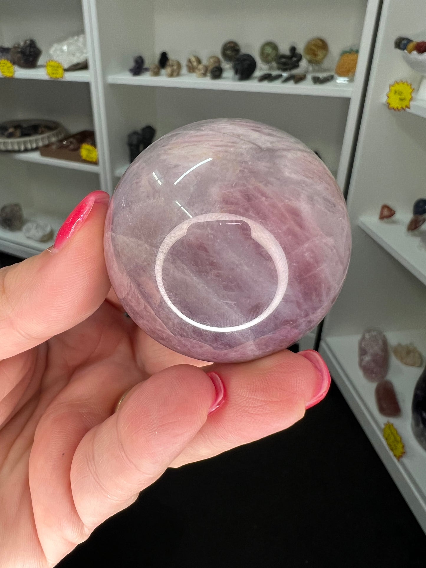 Lavender Rose Quartz Sphere on Stand
