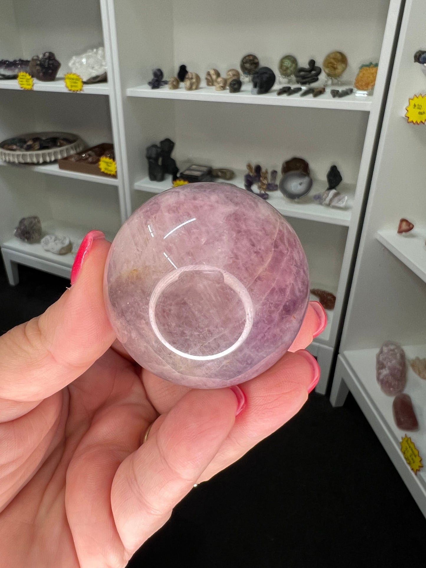 Lavender Rose Quartz Sphere on Stand
