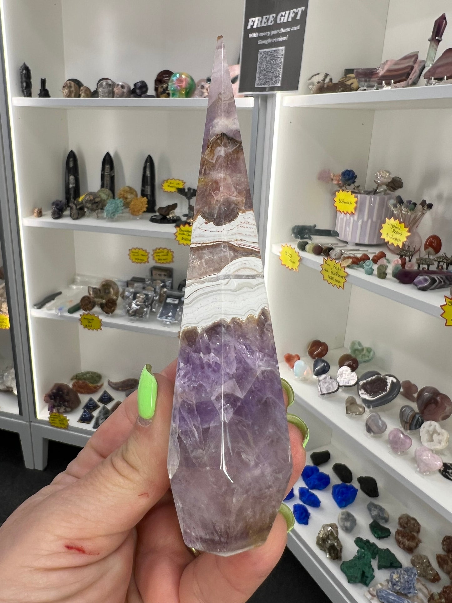 Amethyst x Banded Agate Faceted Freeform