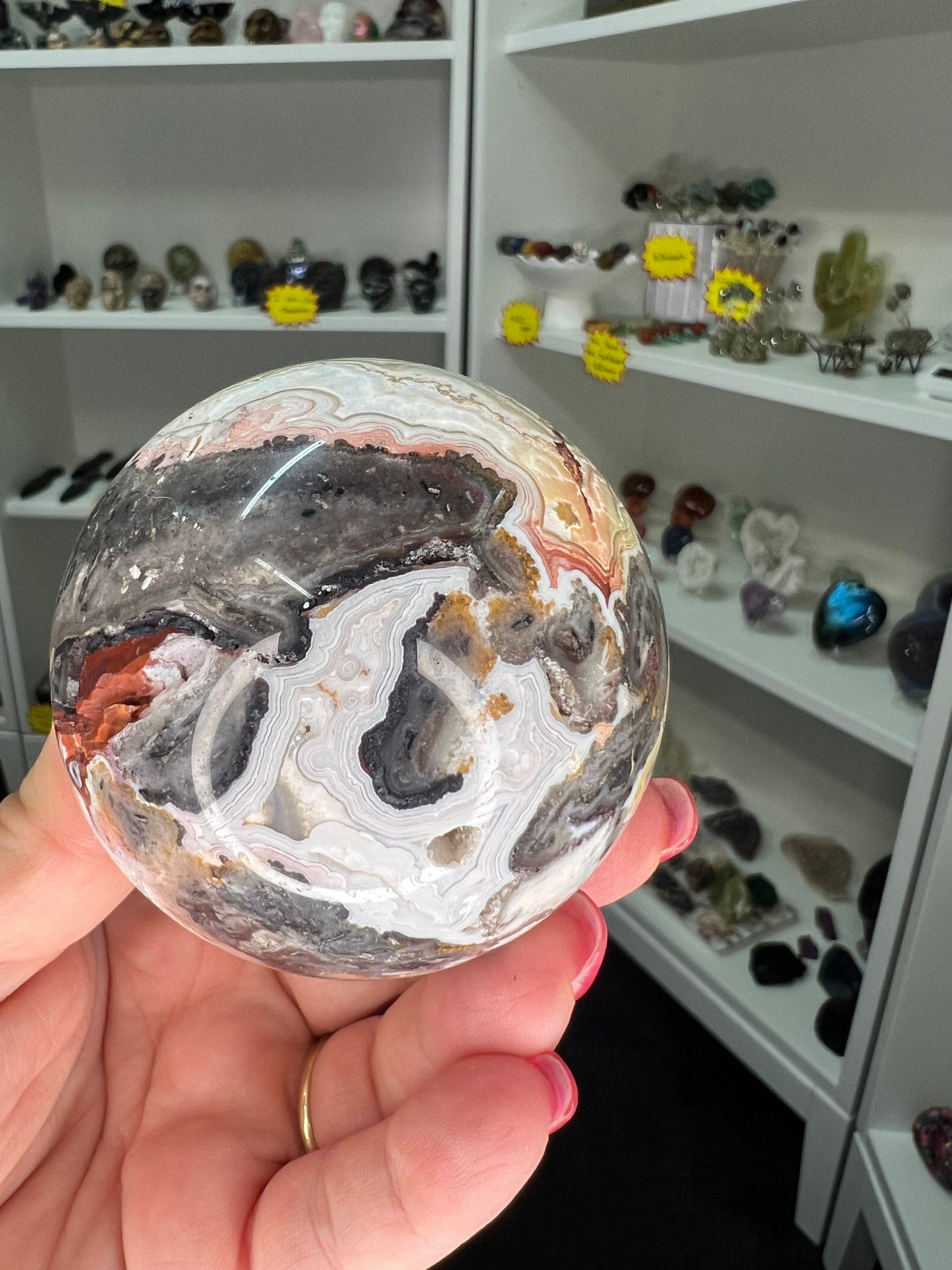 Mexican Lace Agate Sphere on Stand