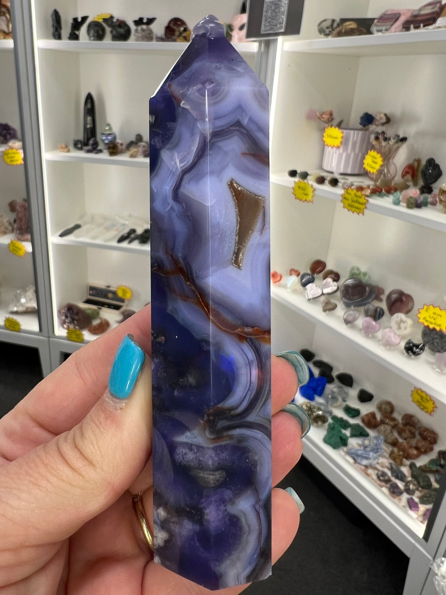 Blue Flower Agate Tower