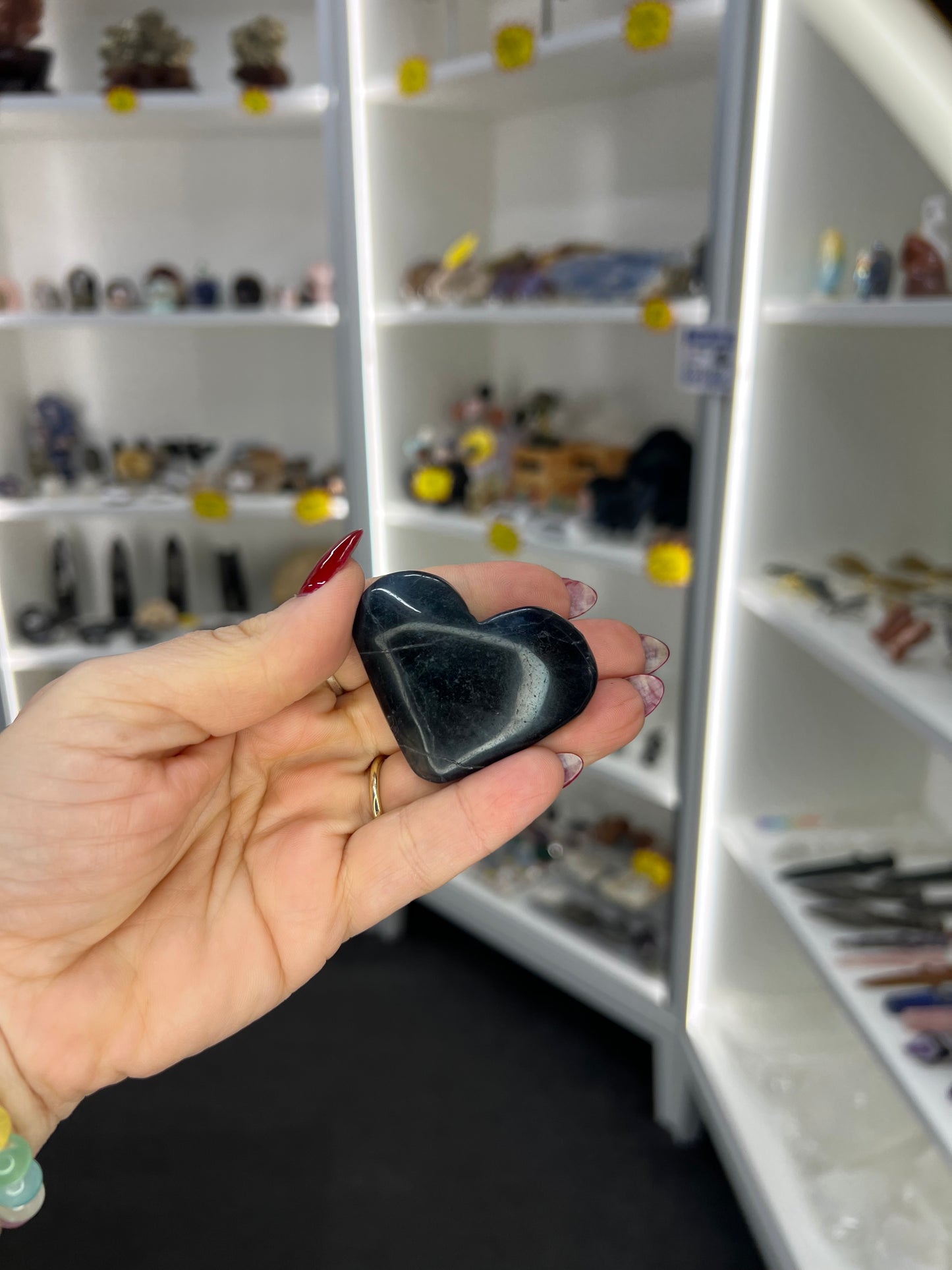 Black Fluorite Heart (UV Reactive)