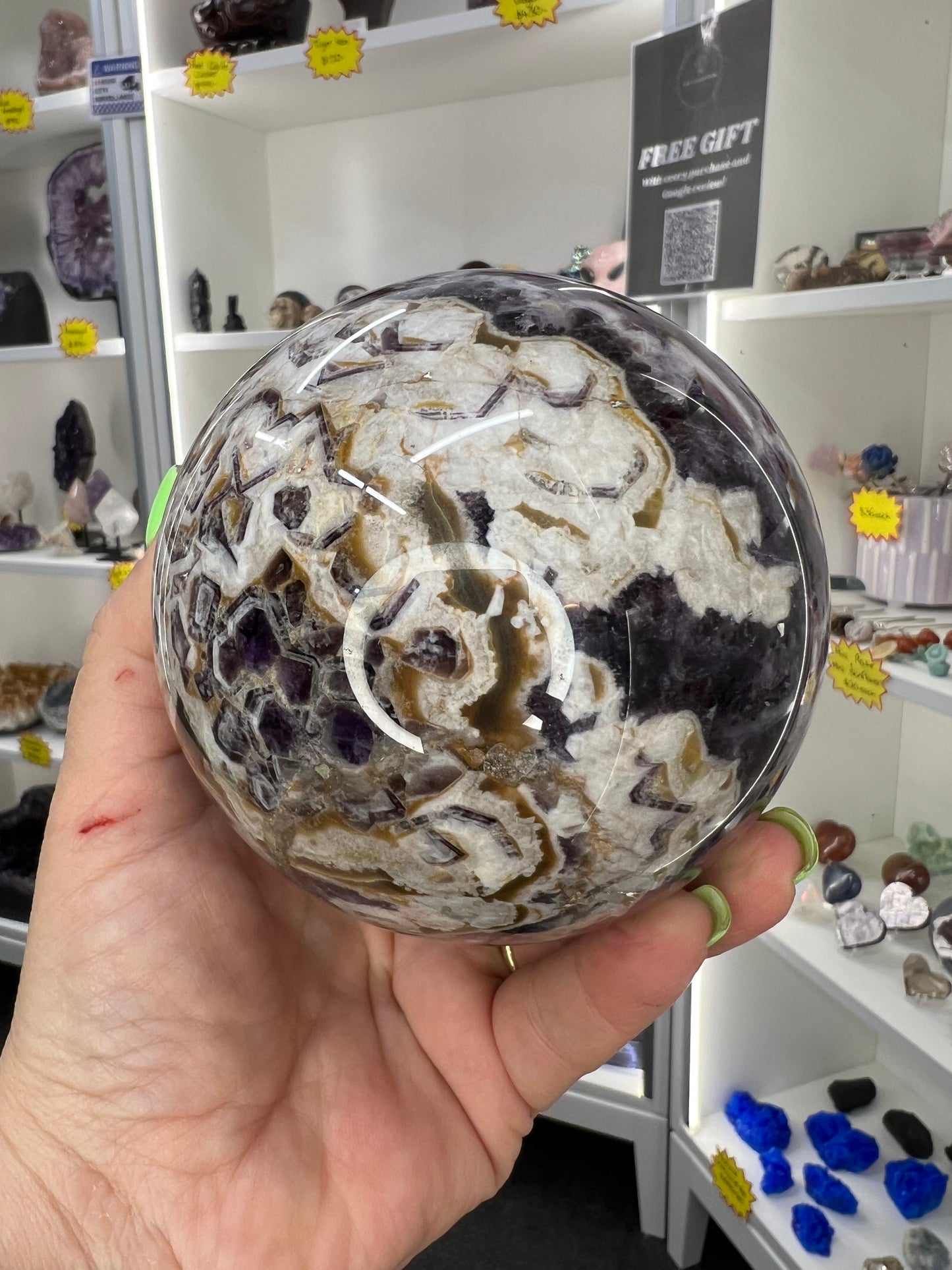 Chevron / Dream Amethyst Sphere with Stand