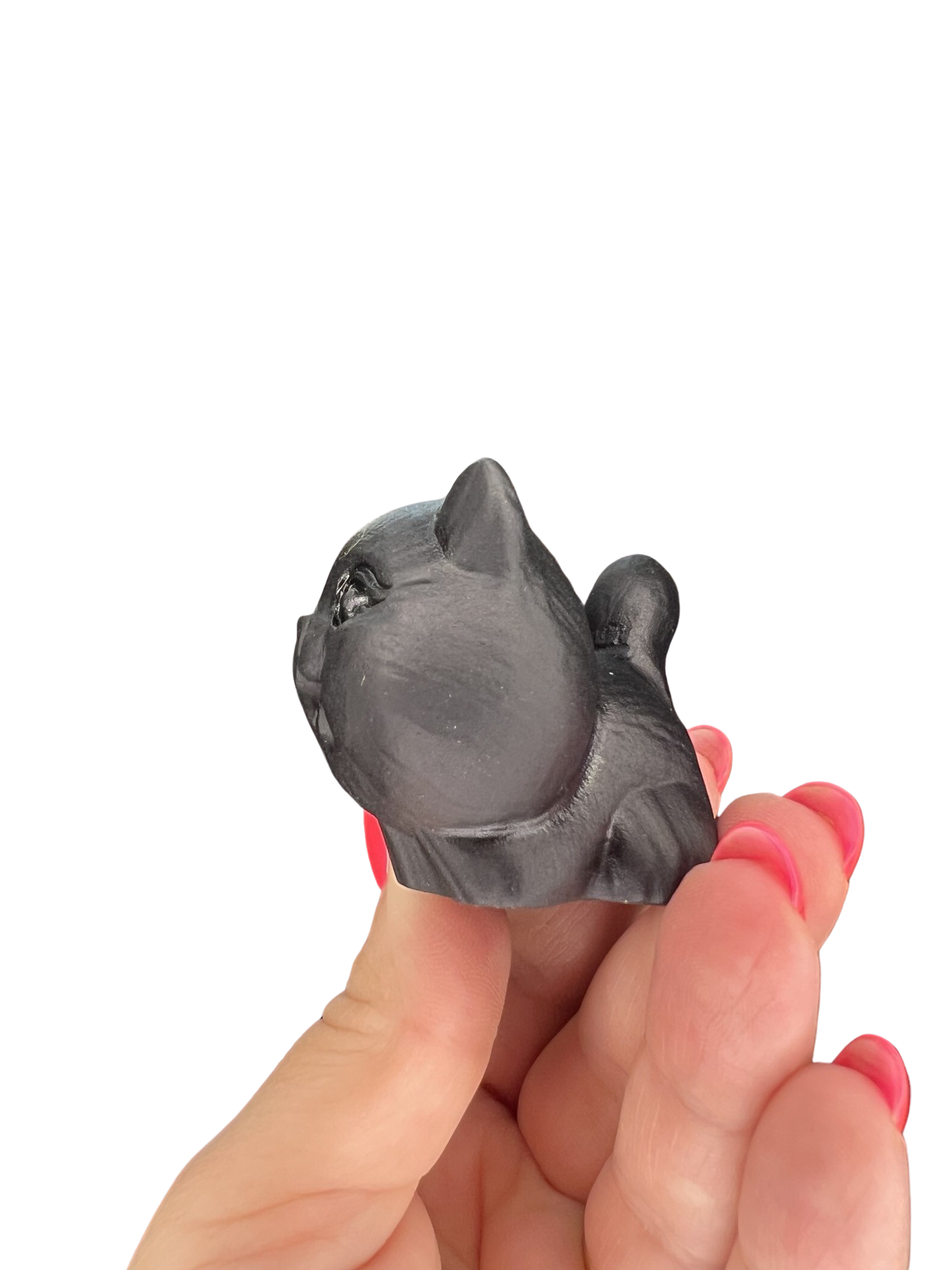 Black Obsidian Cat Carving