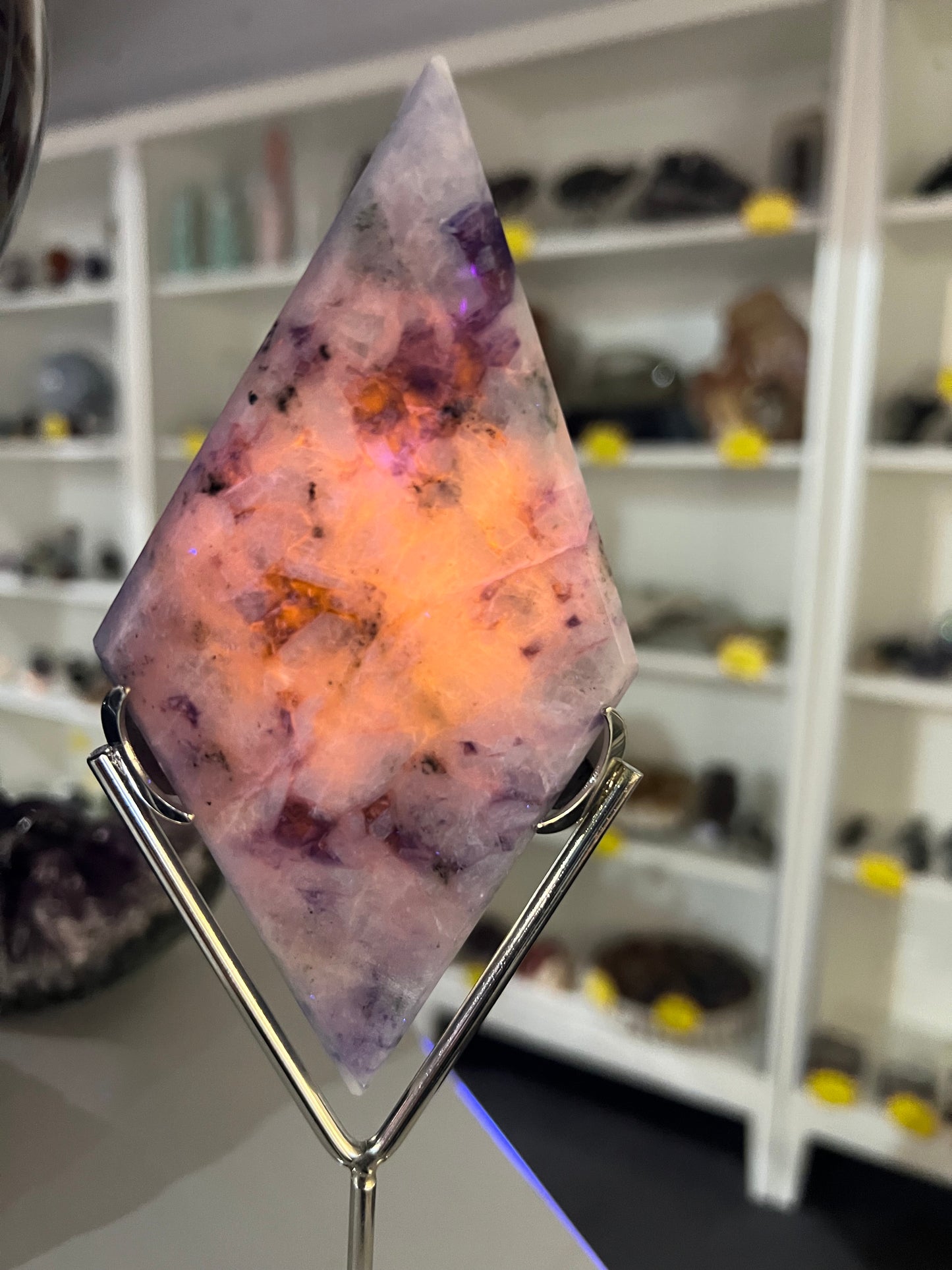 Dumortierite Rhombus on Stand (UV Reactive)