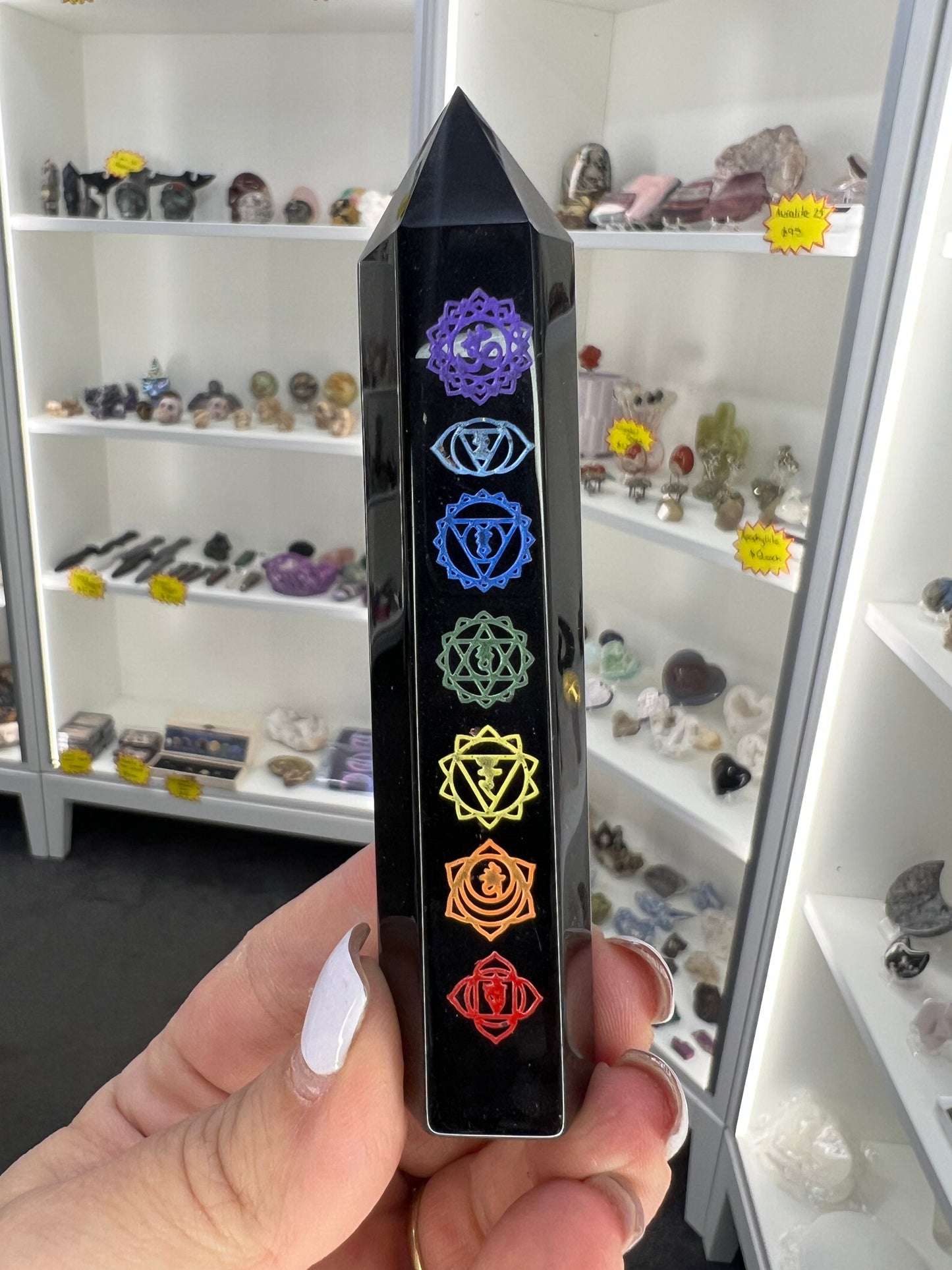 Chakra Black Obsidian Tower