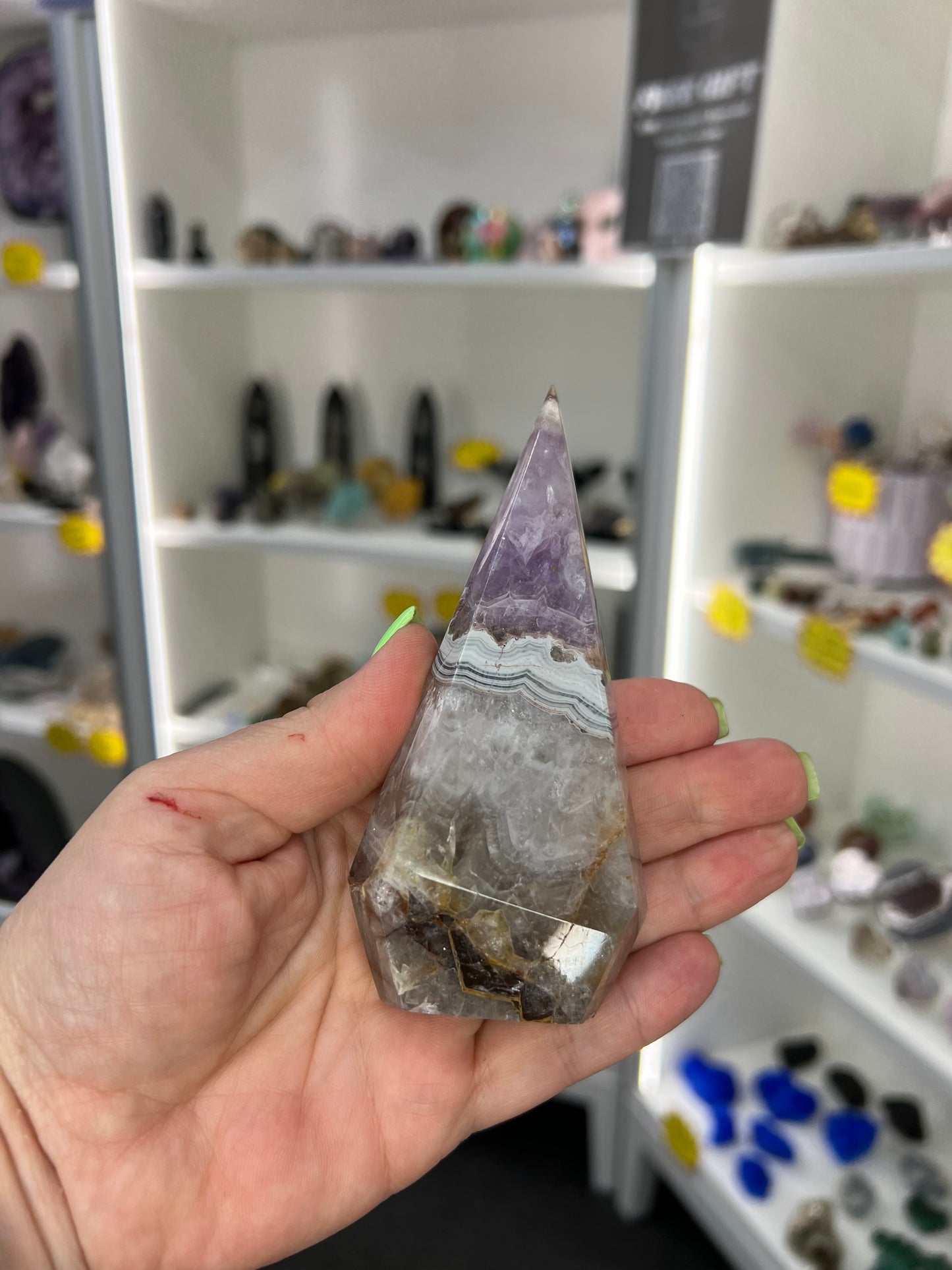 Amethyst x Banded Agate Faceted Freeform