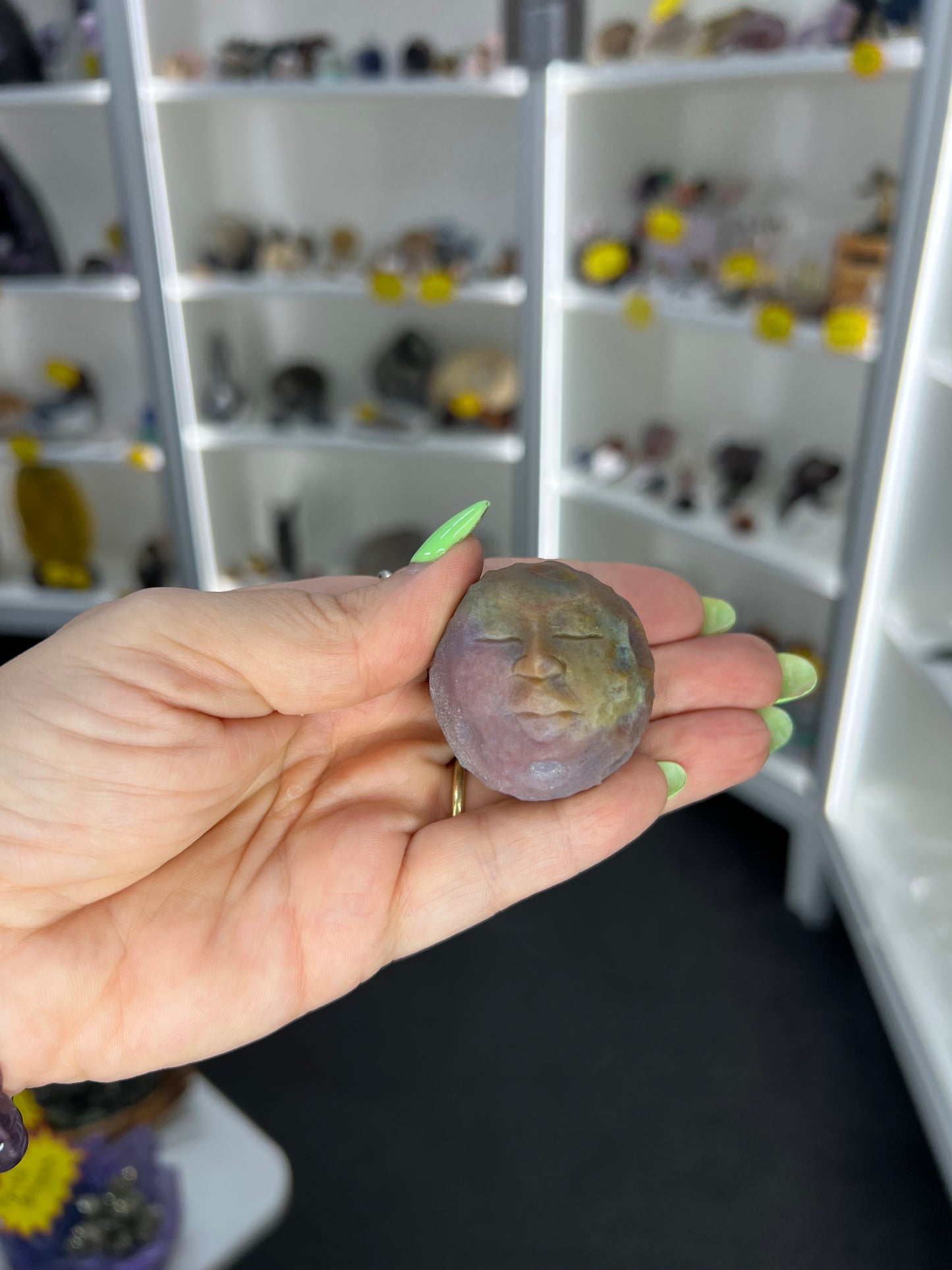 Ocean Jasper Moon Face Sphere on Stand