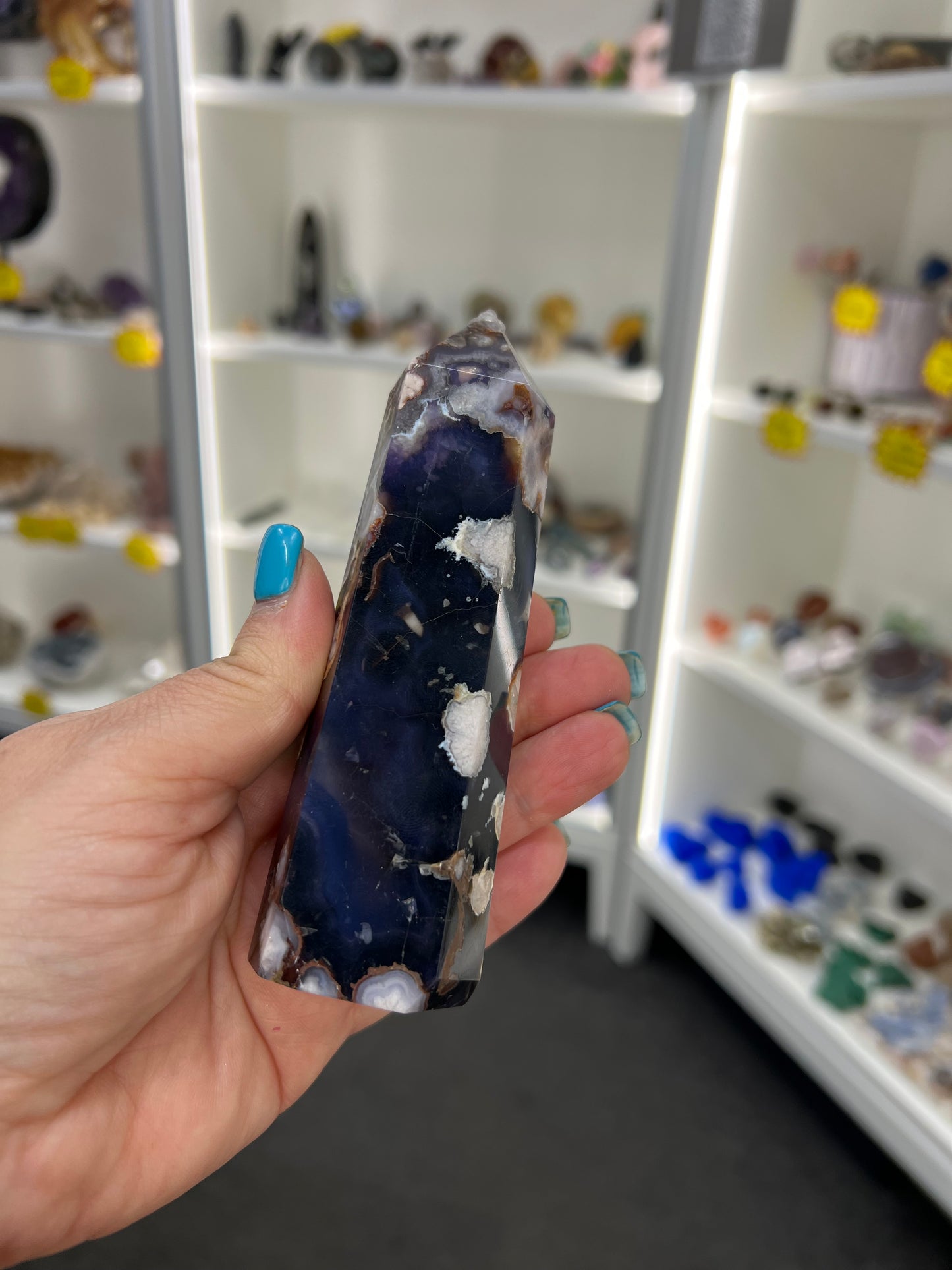 Blue Flower Agate Tower