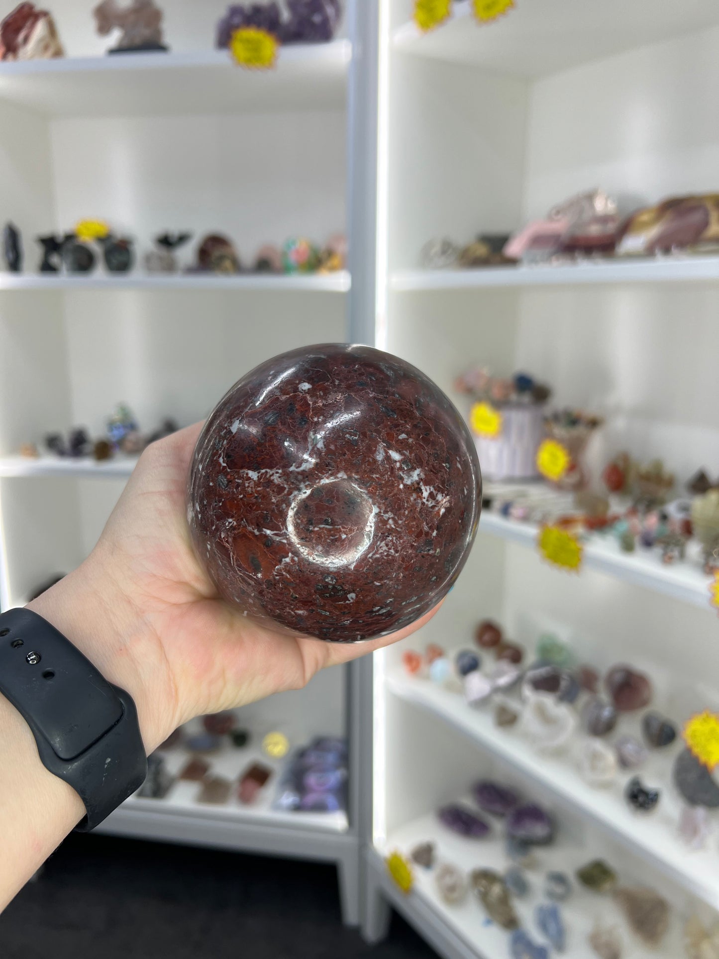 Red Onyx Sphere on Stand