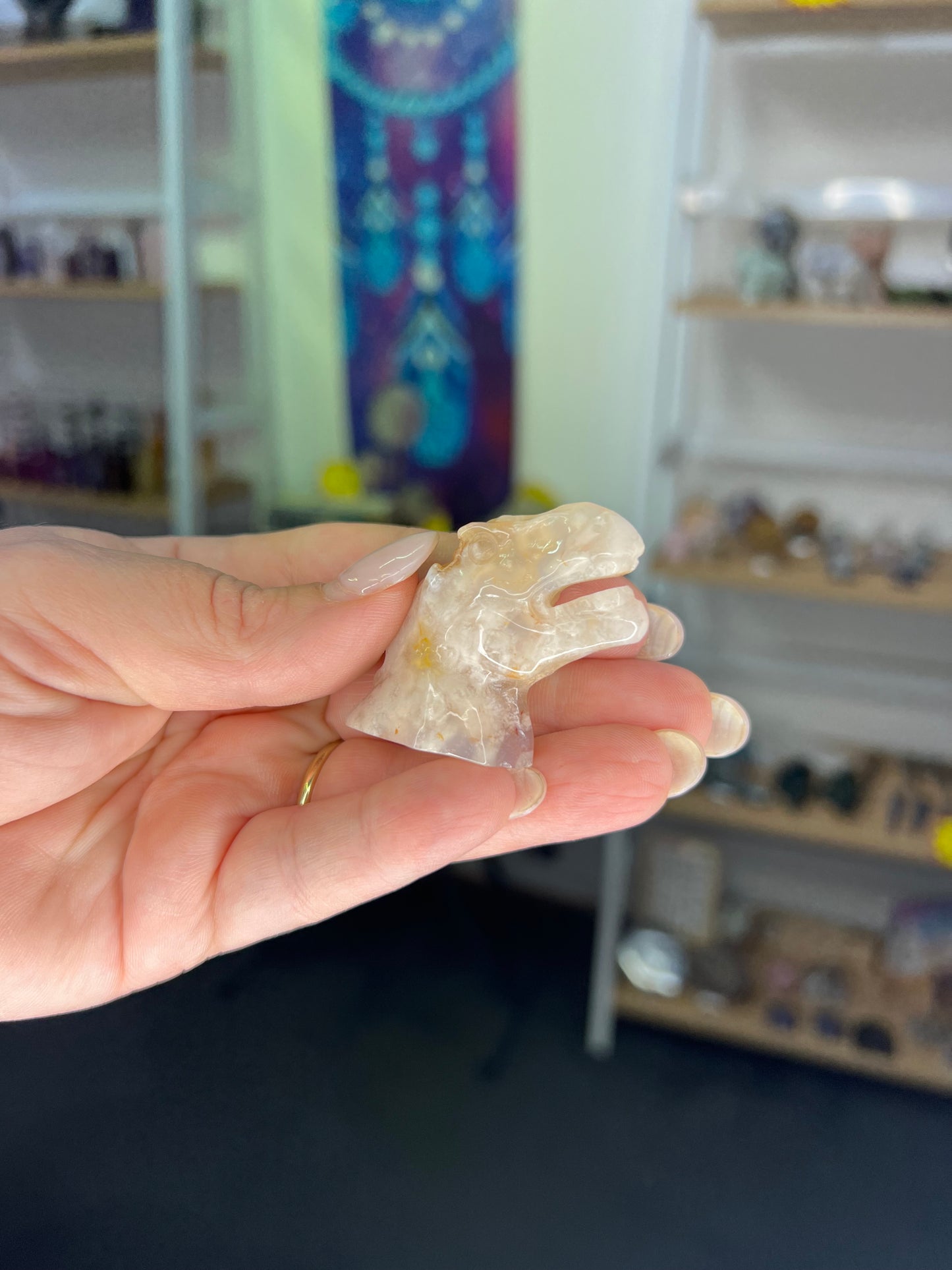 Flower Agate Dinosaur Head