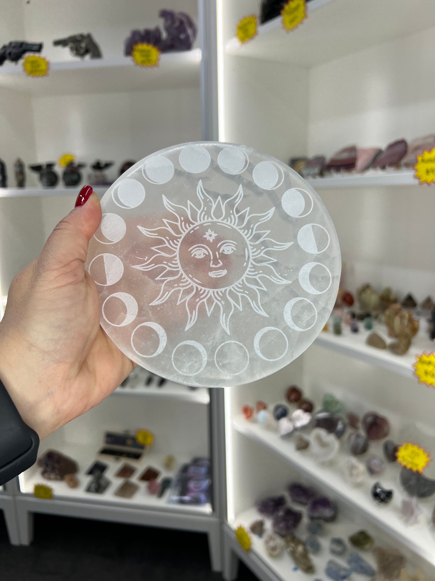 Selenite Sun & Moon Charging Plate