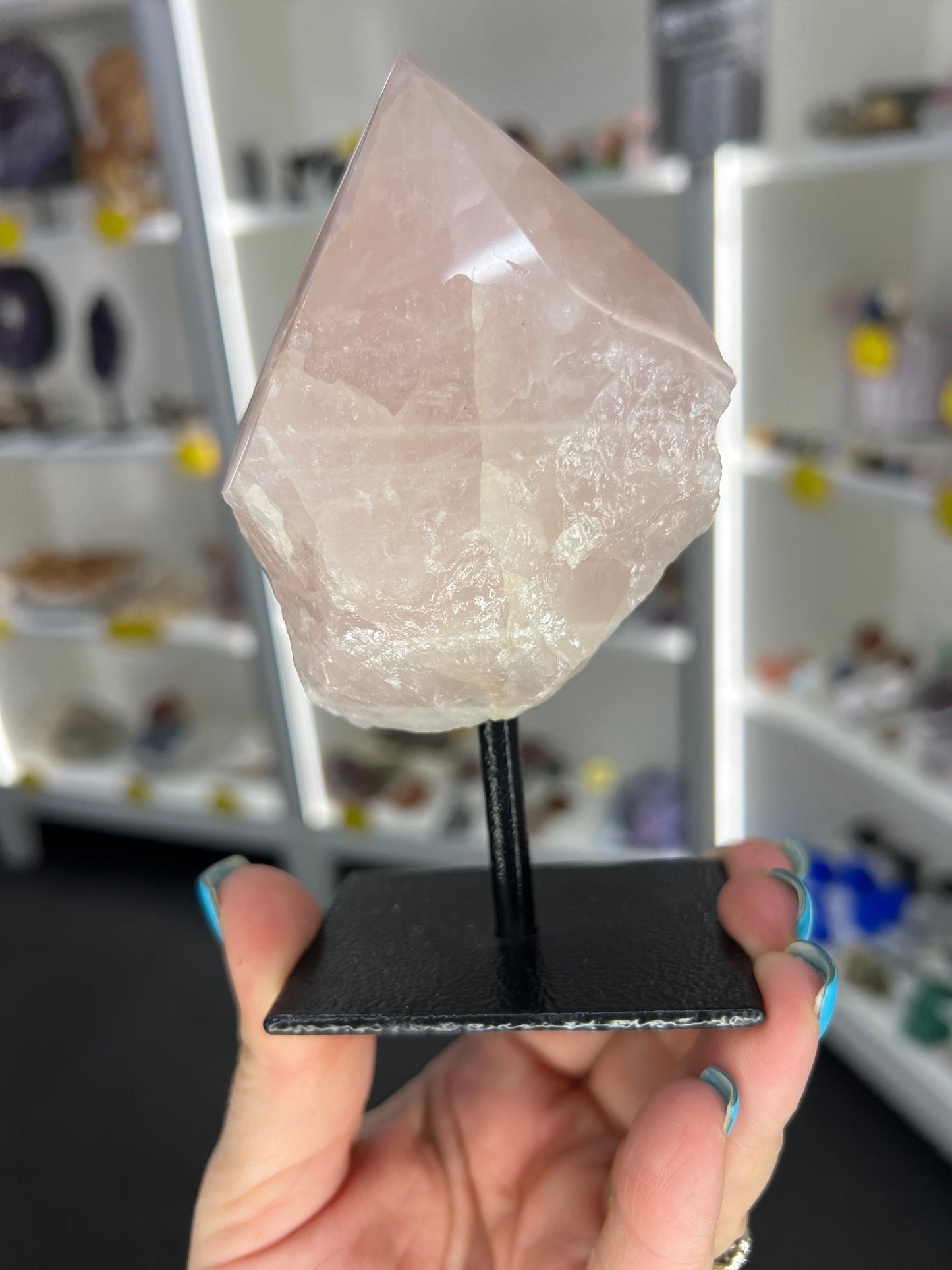 Rose Quartz Point on Stand