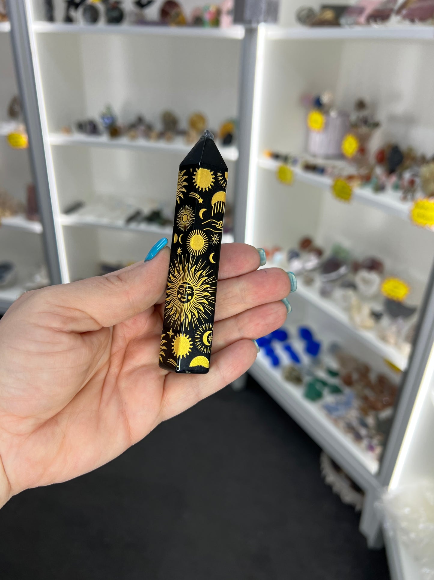 Black Obsidan with Golden Pattern Tower