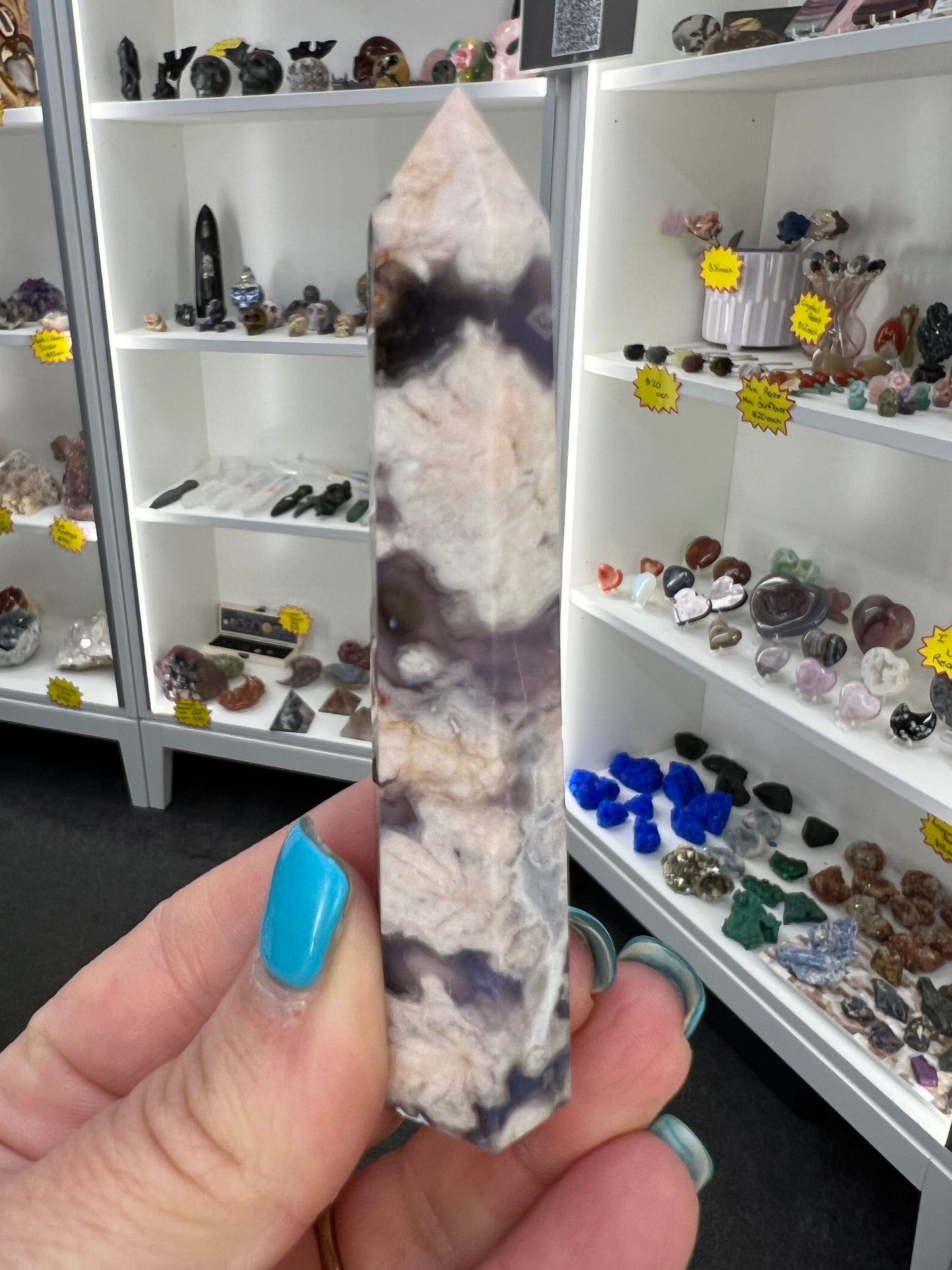 Blue Flower Agate Tower