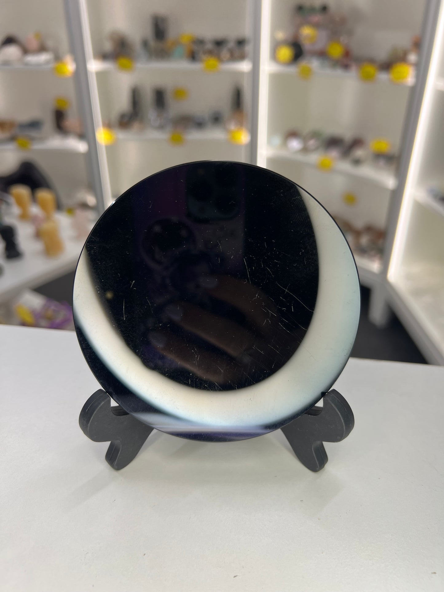 Black Obsidian Mirror on Stand
