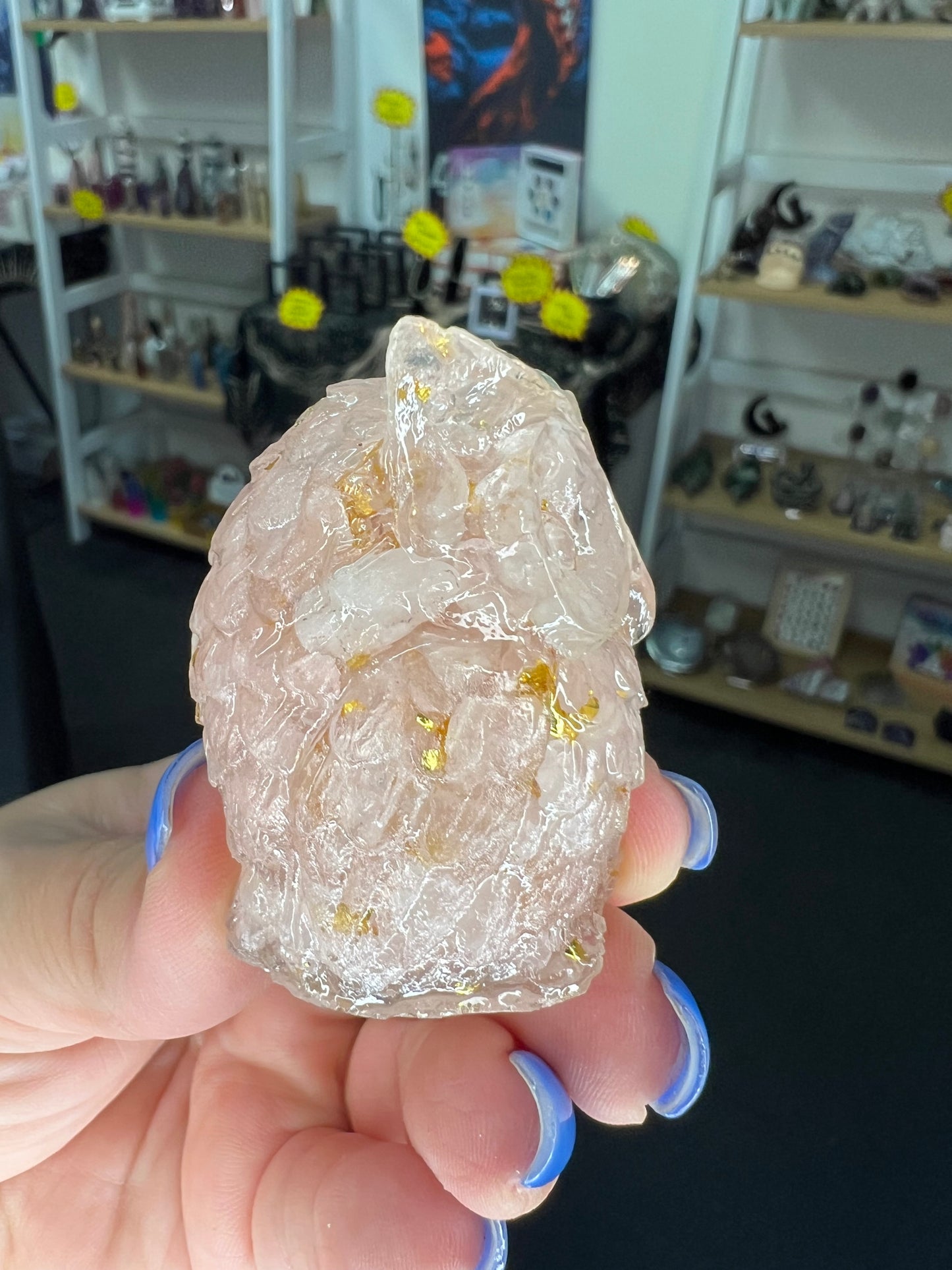 Rose Quartz in Resin Owl